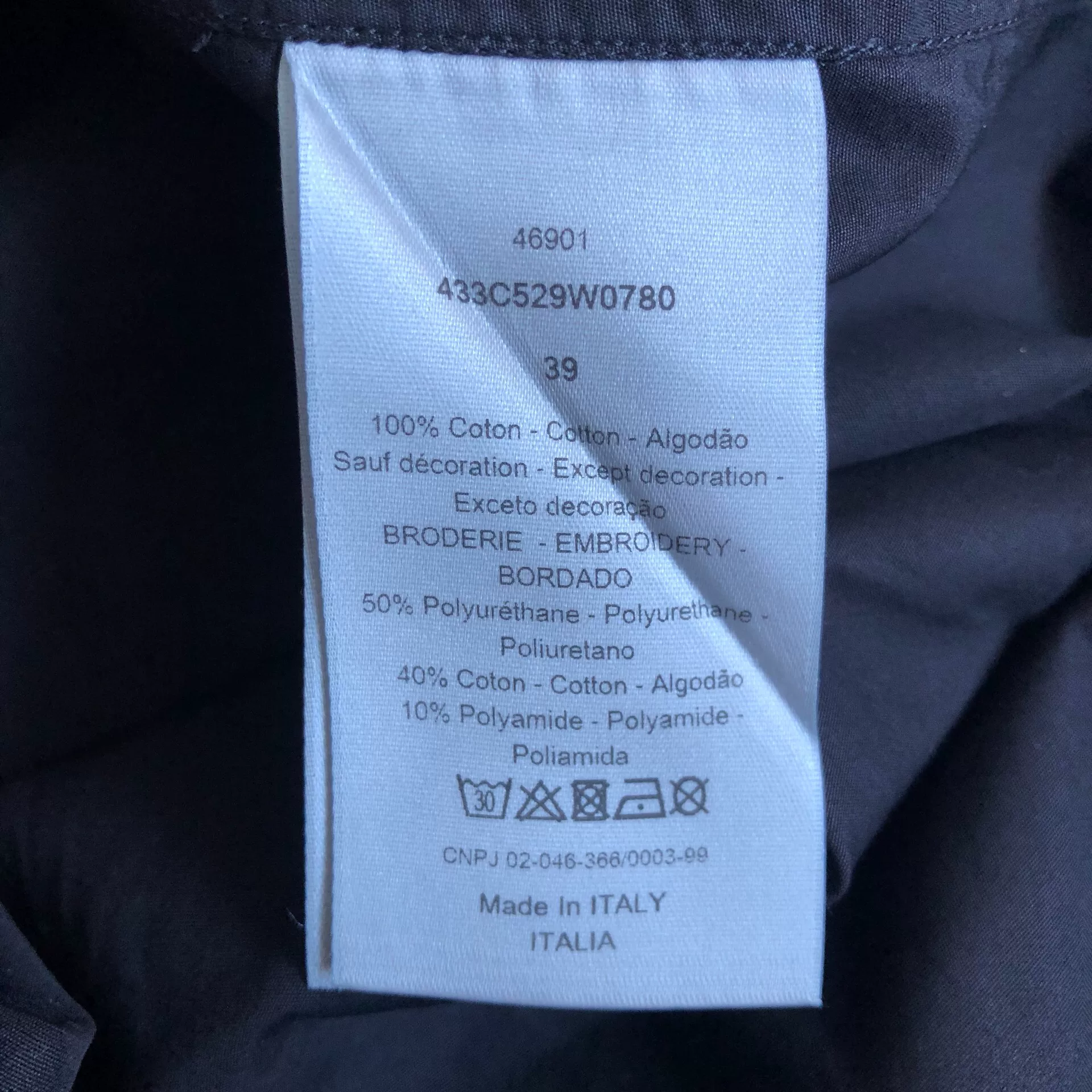 Dior Homme Black Rose Embroidery Shirt — label