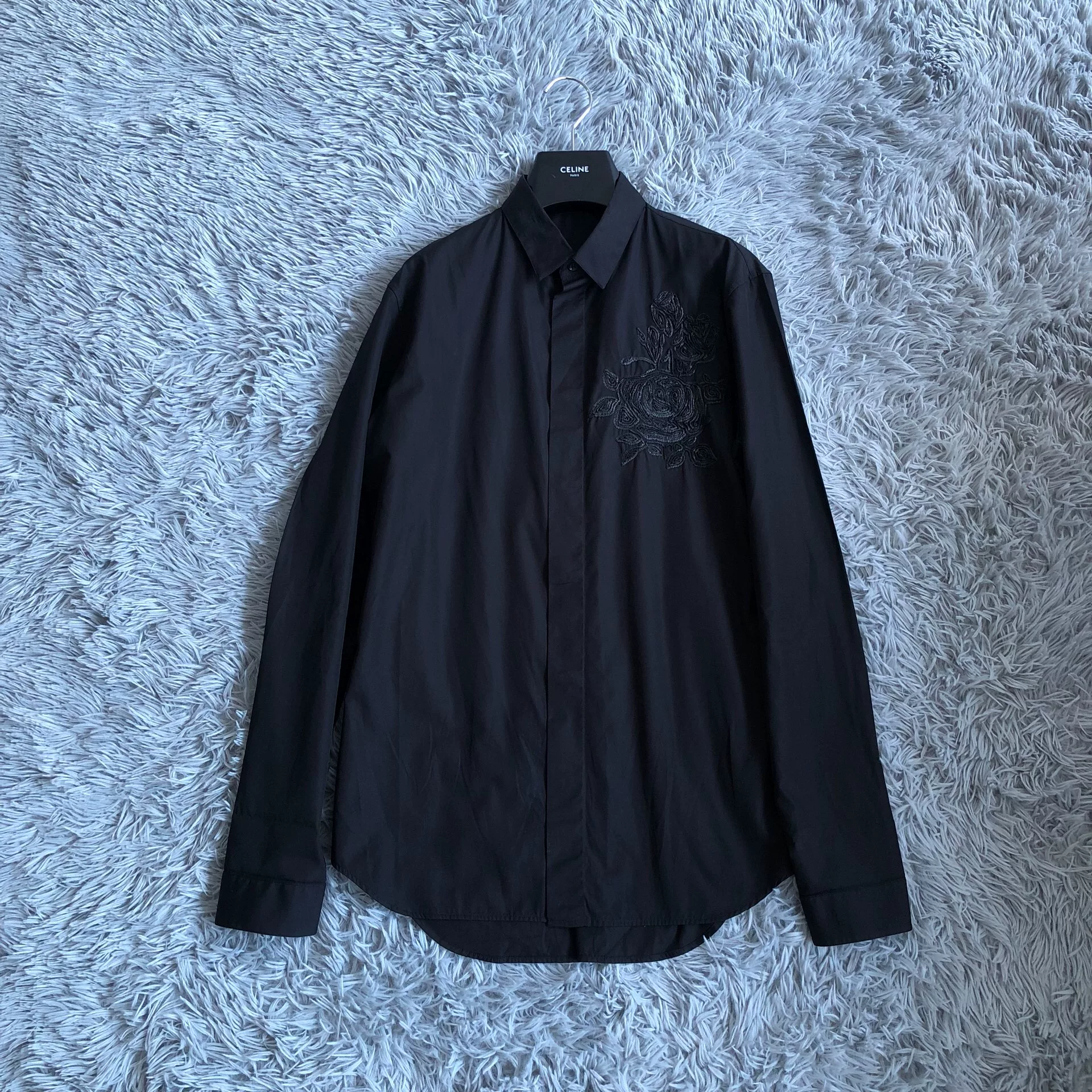 Dior Homme Black Rose Embroidery Shirt — front