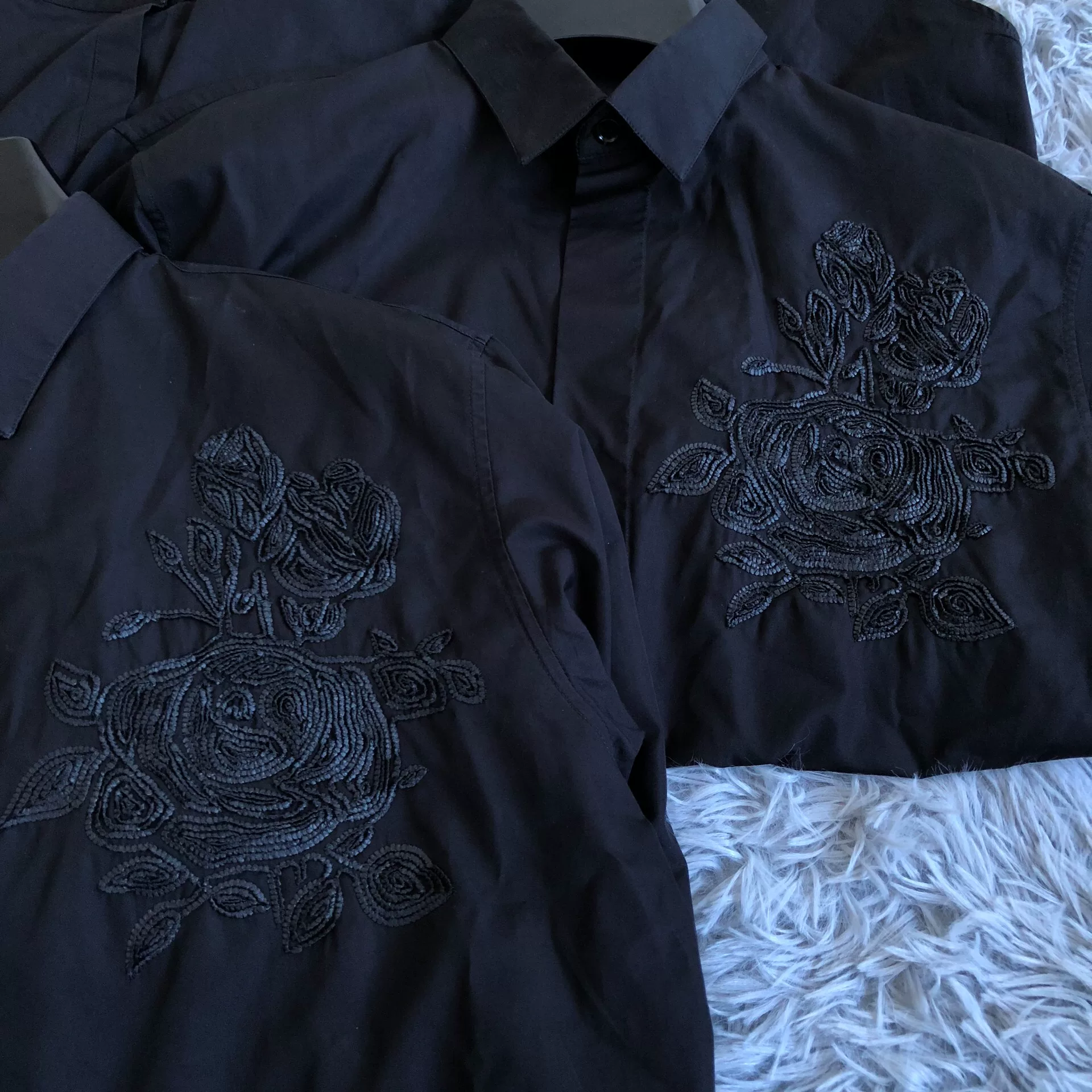 Dior Homme Black Rose Embroidery Shirt