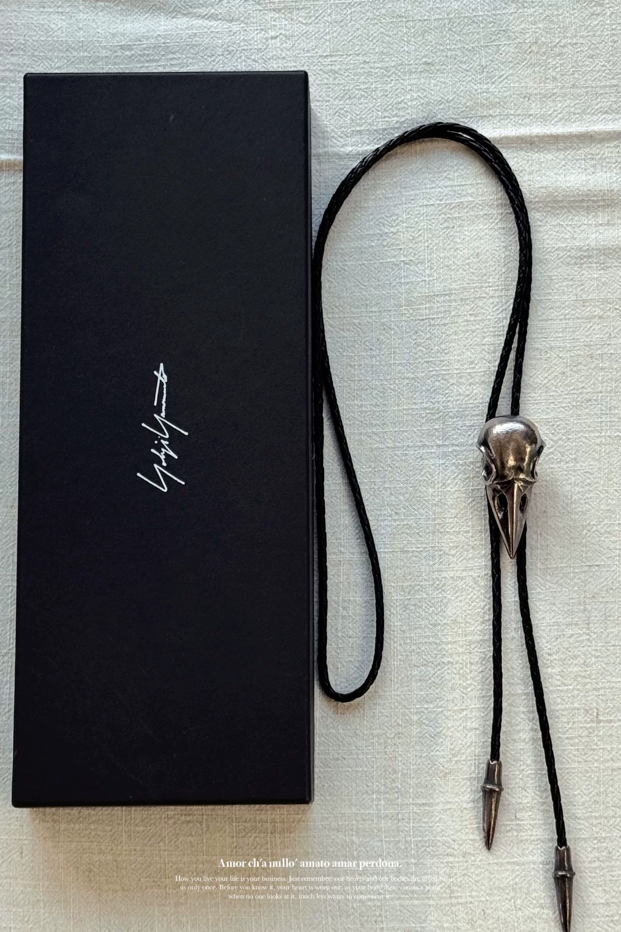 Yohji Yamamoto Silver Crow Necklace — front