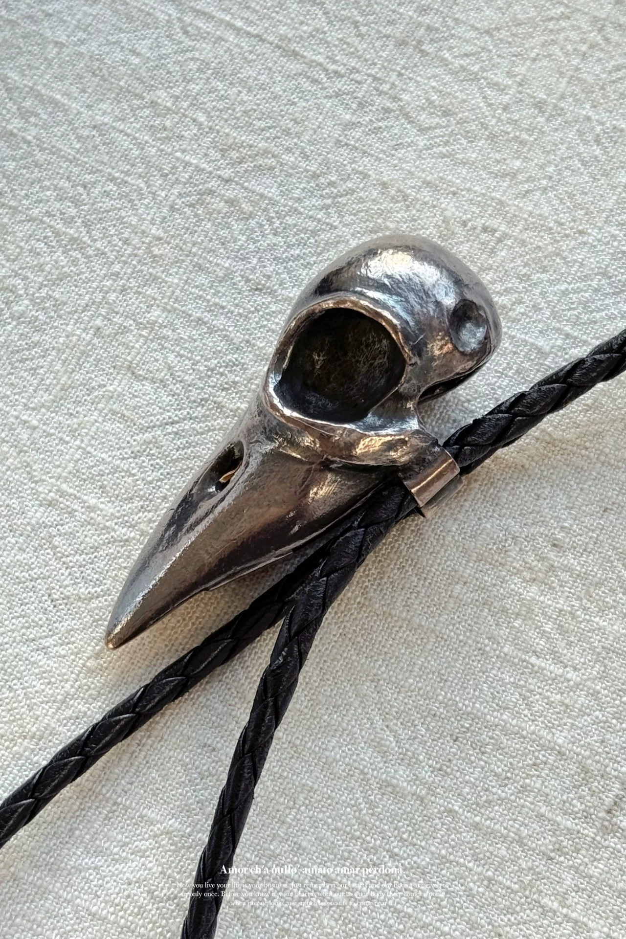 Yohji Yamamoto Silver Crow Necklace — label