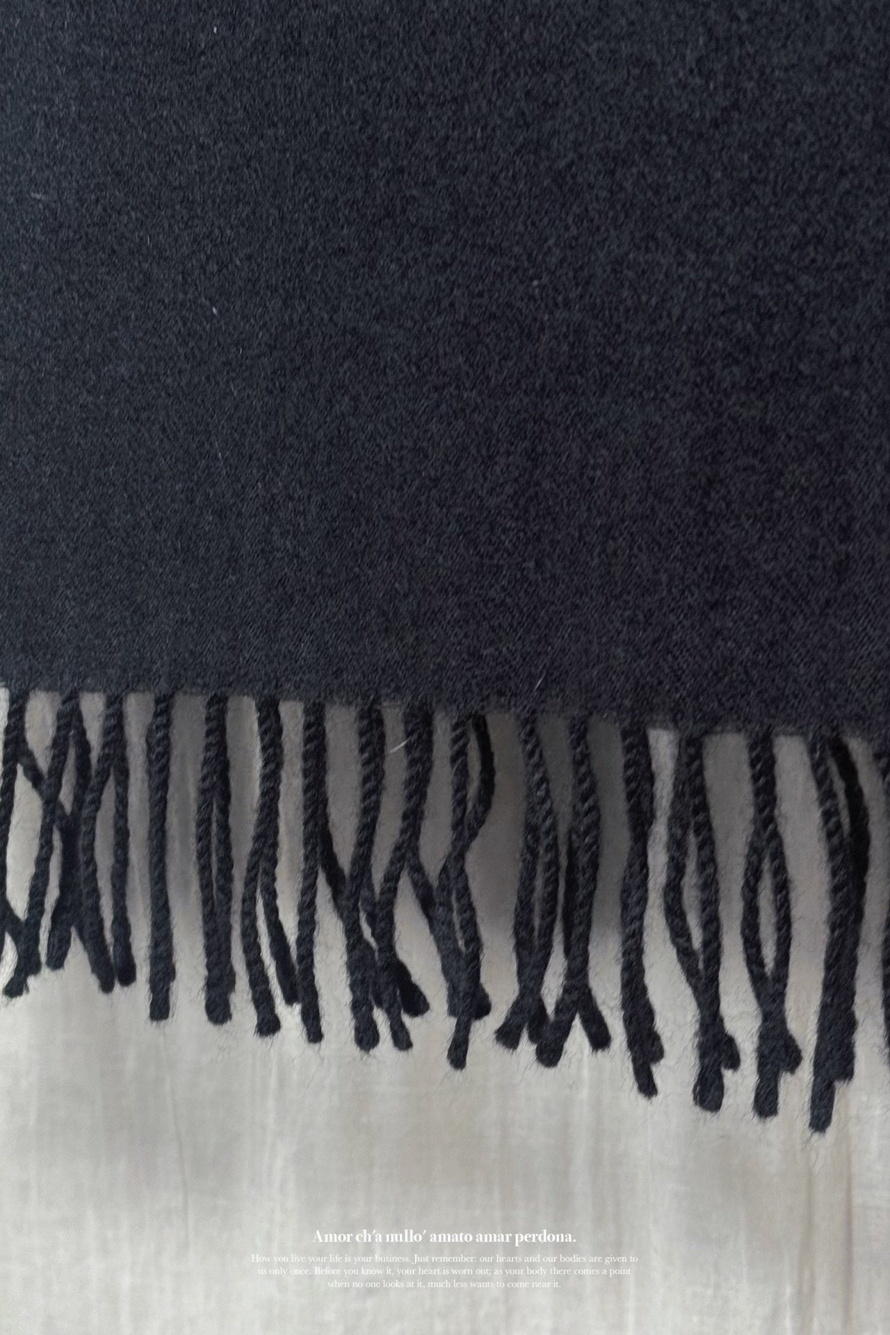 Yohji Yamamoto 05AW Wool Fringe Scarf — label