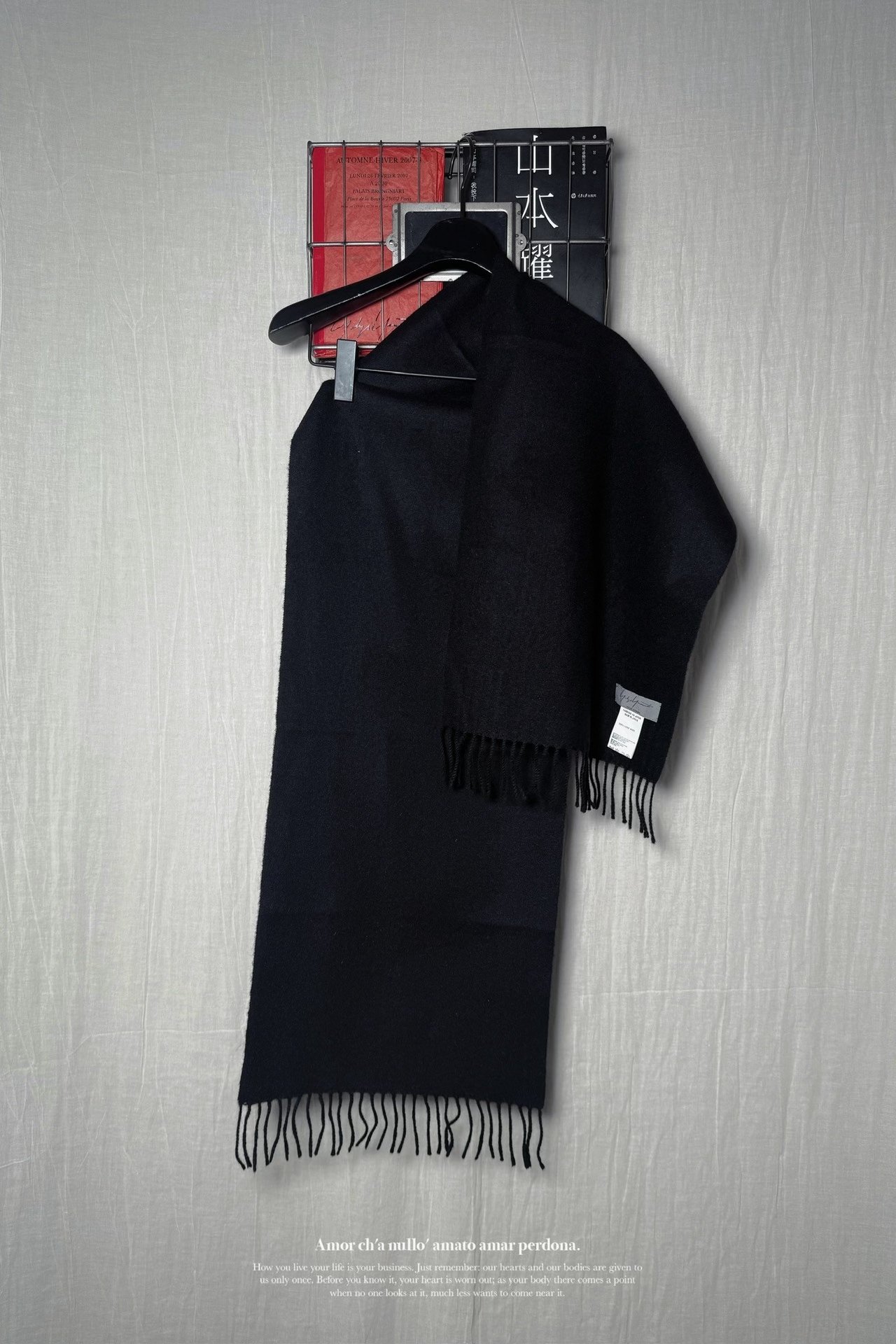 Yohji Yamamoto 05AW Wool Fringe Scarf — front