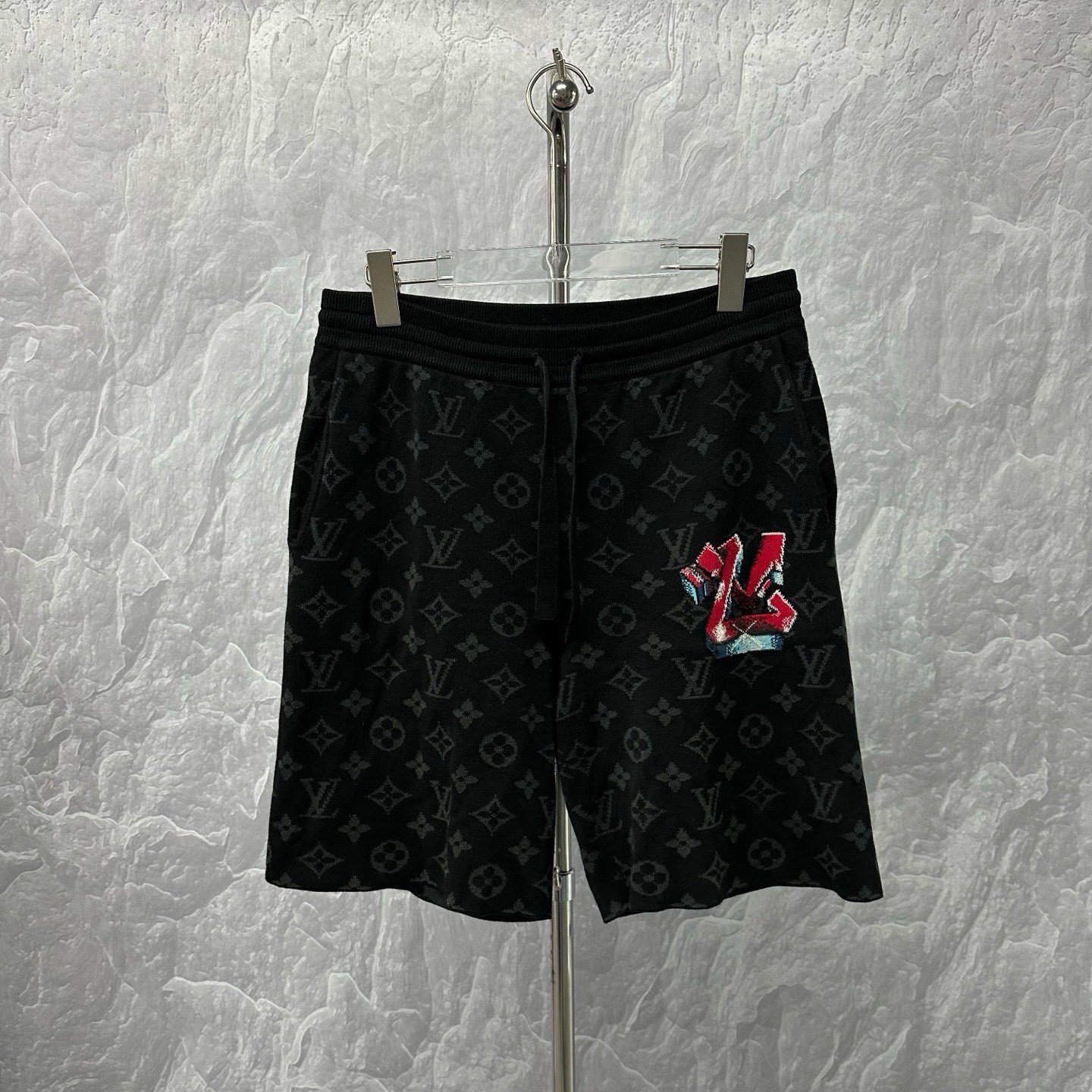 Louis Vuitton LV Logo All-Over Knit Shorts — front