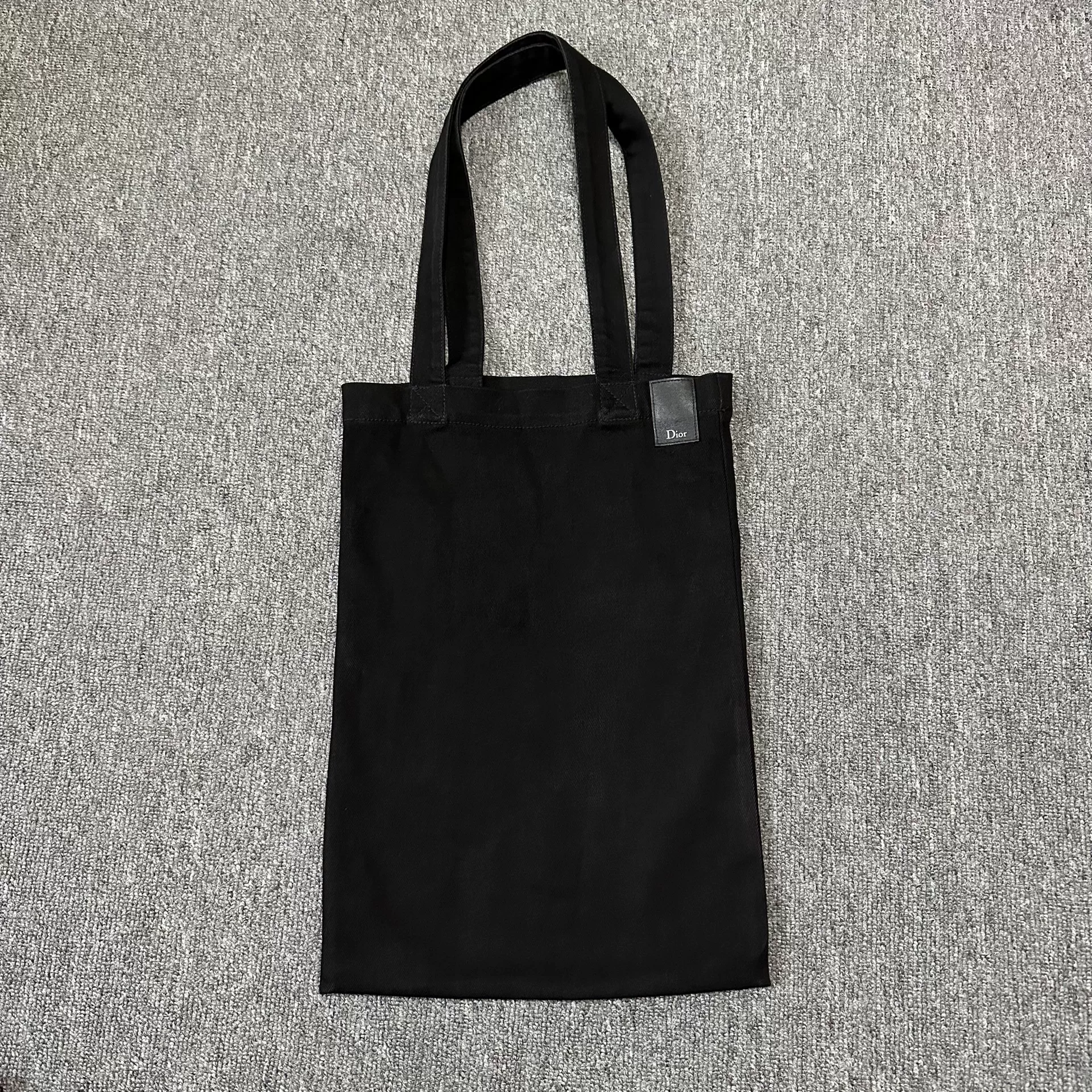 Dior Black Leather Logo Tote Bag