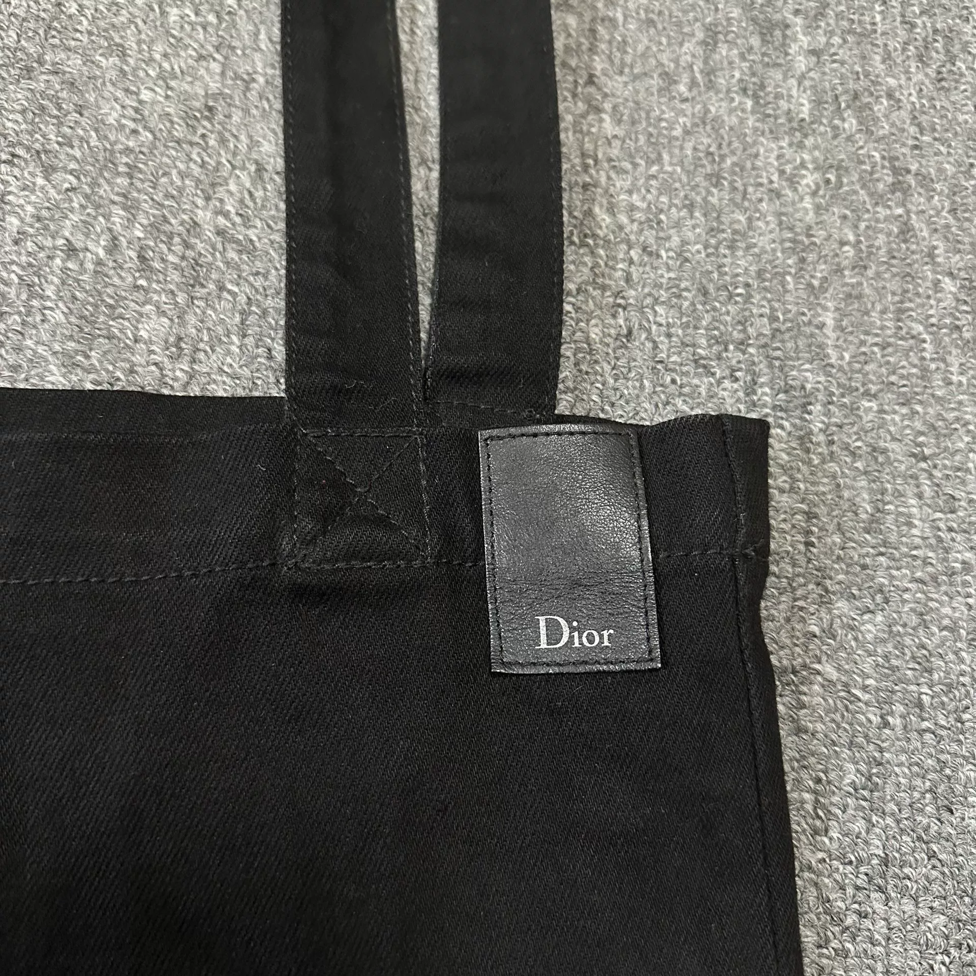 Dior Black Leather Logo Tote Bag — front