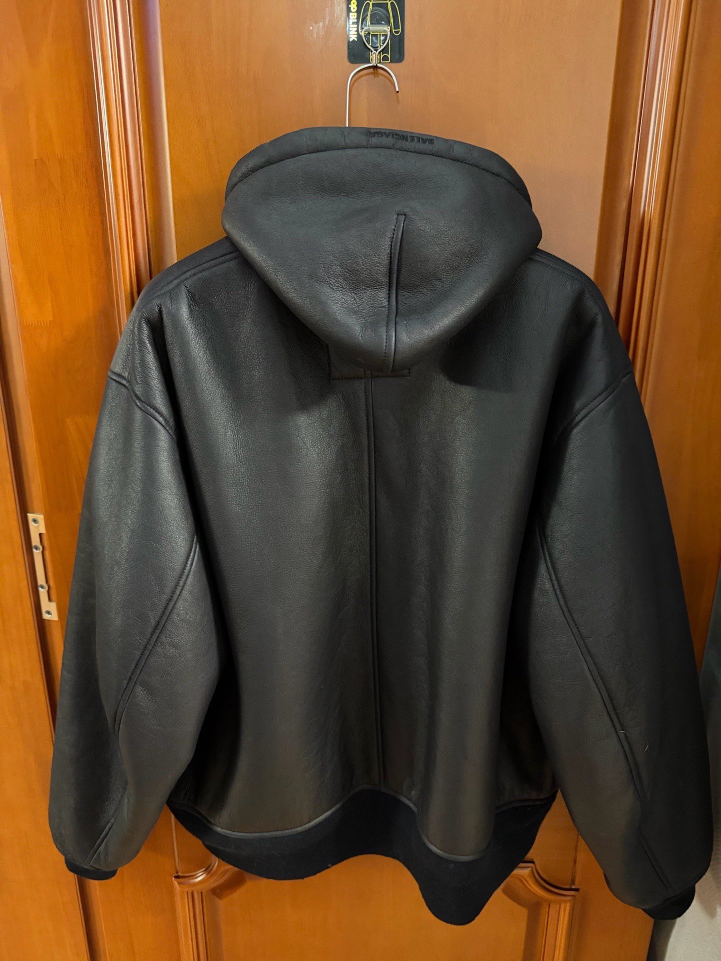 Balenciaga New Teddy Fleece Leather Jacket — front