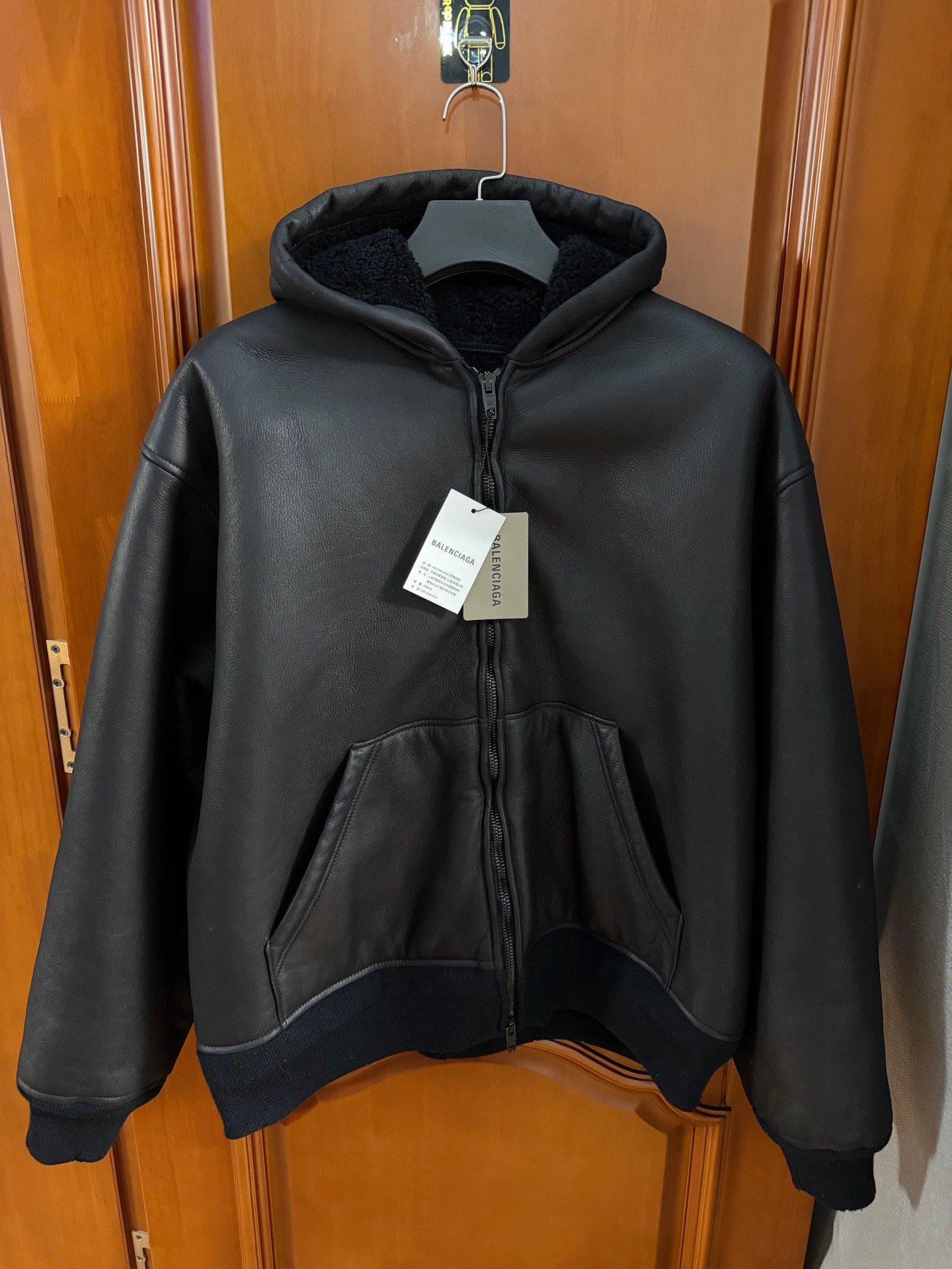 Balenciaga New Teddy Fleece Leather Jacket