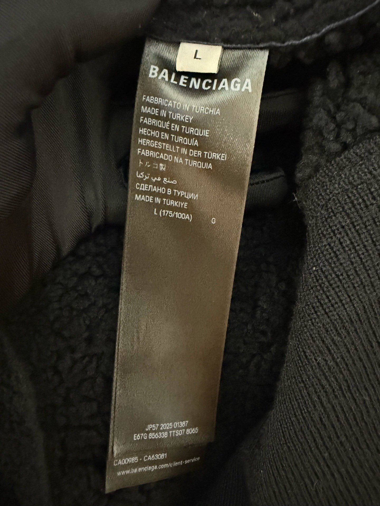 Balenciaga New Teddy Fleece Leather Jacket — back