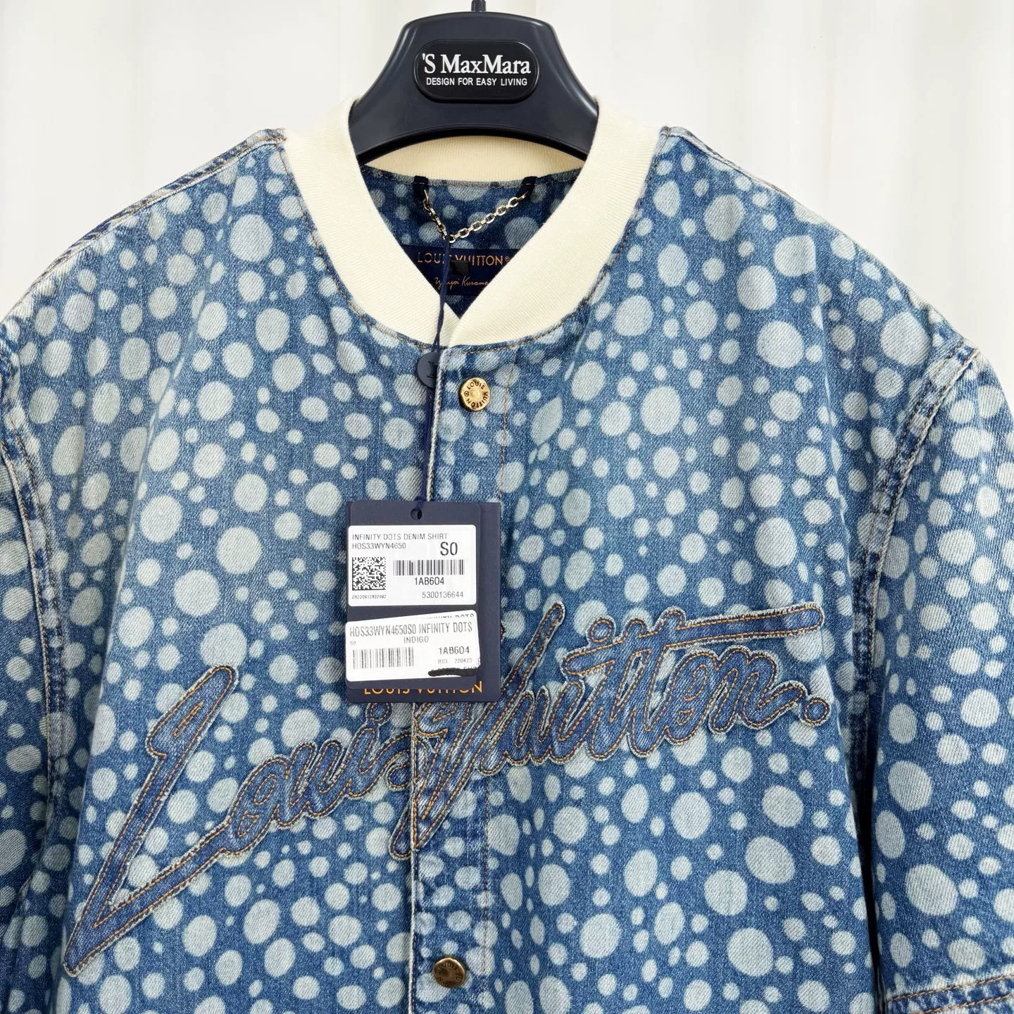 Louis Vuitton Yayoi Kusama Polka Dot Denim Baseball Shirt — detail