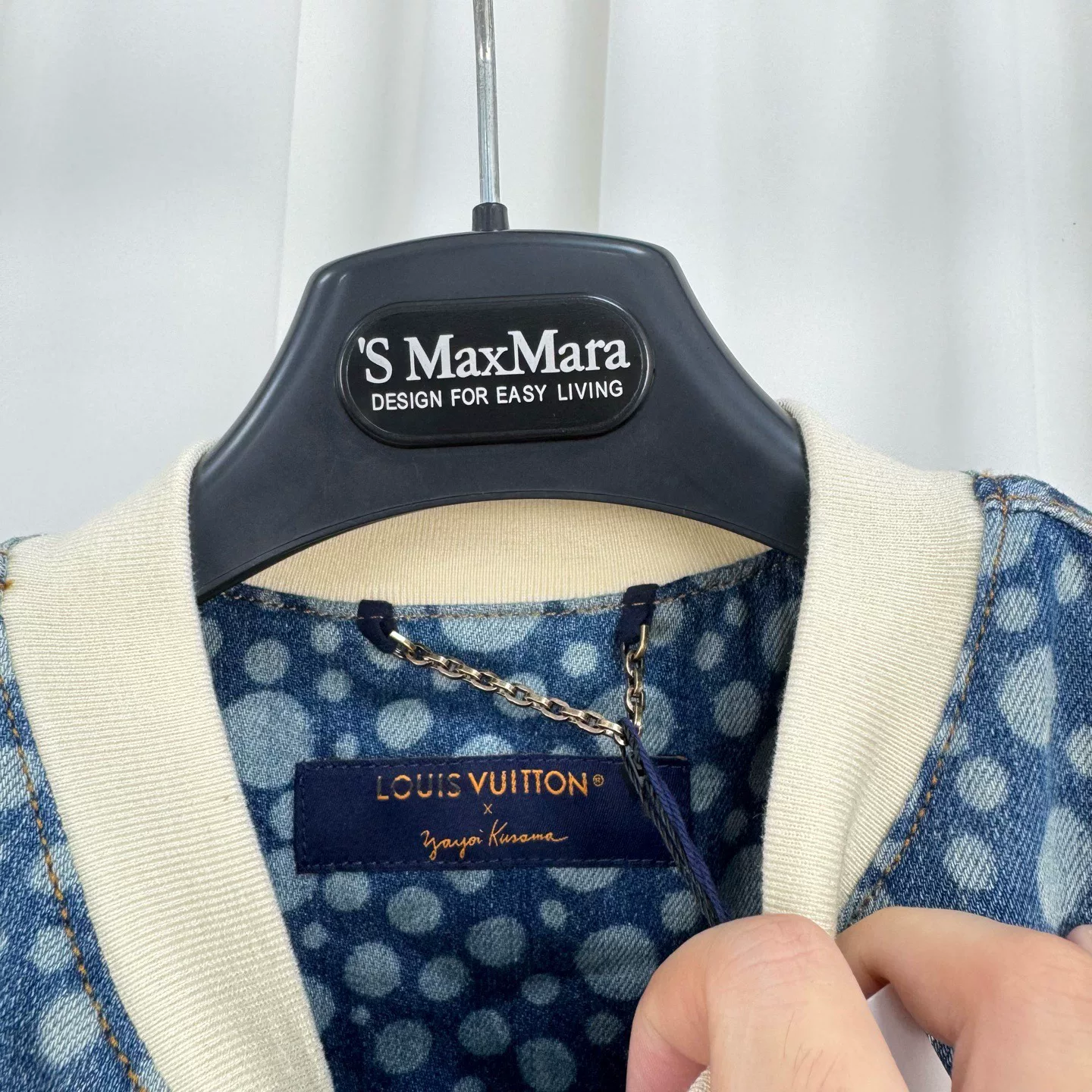Louis Vuitton Yayoi Kusama Polka Dot Denim Baseball Shirt — label
