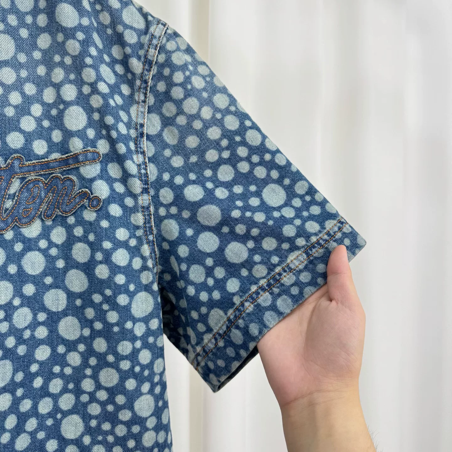 Louis Vuitton Yayoi Kusama Polka Dot Denim Baseball Shirt — back