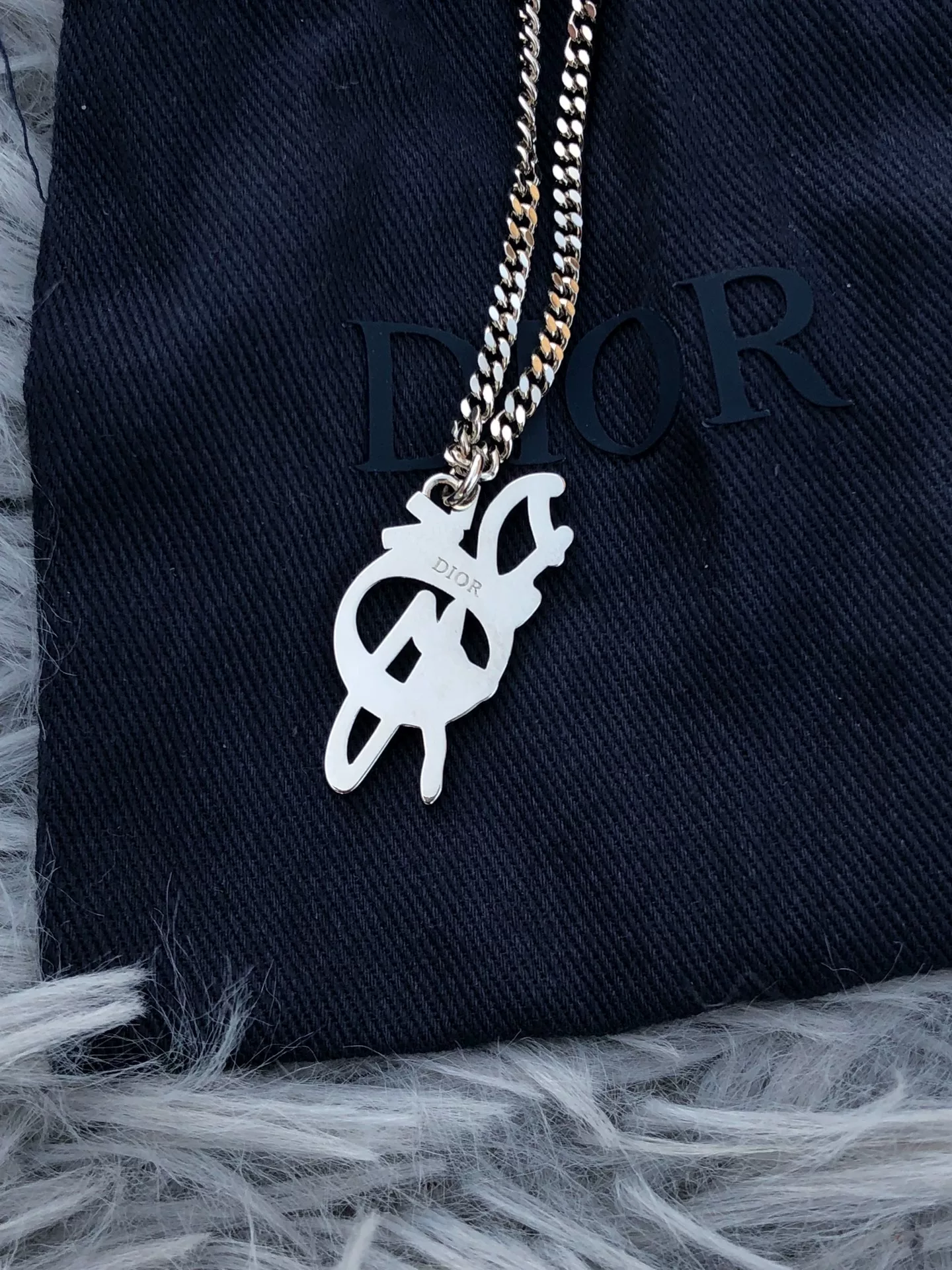Dior 2023 Silver Logo Pendant Necklace — back