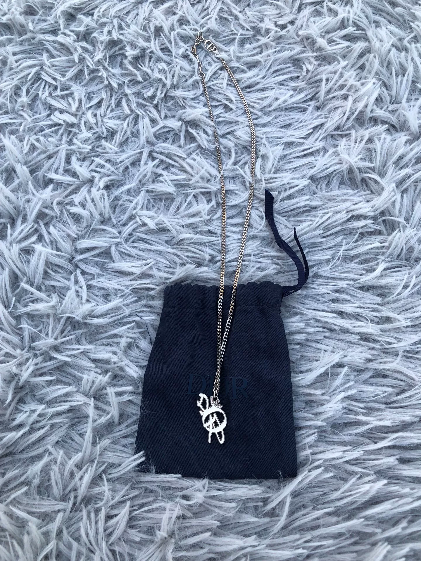 Dior 2023 Silver Logo Pendant Necklace