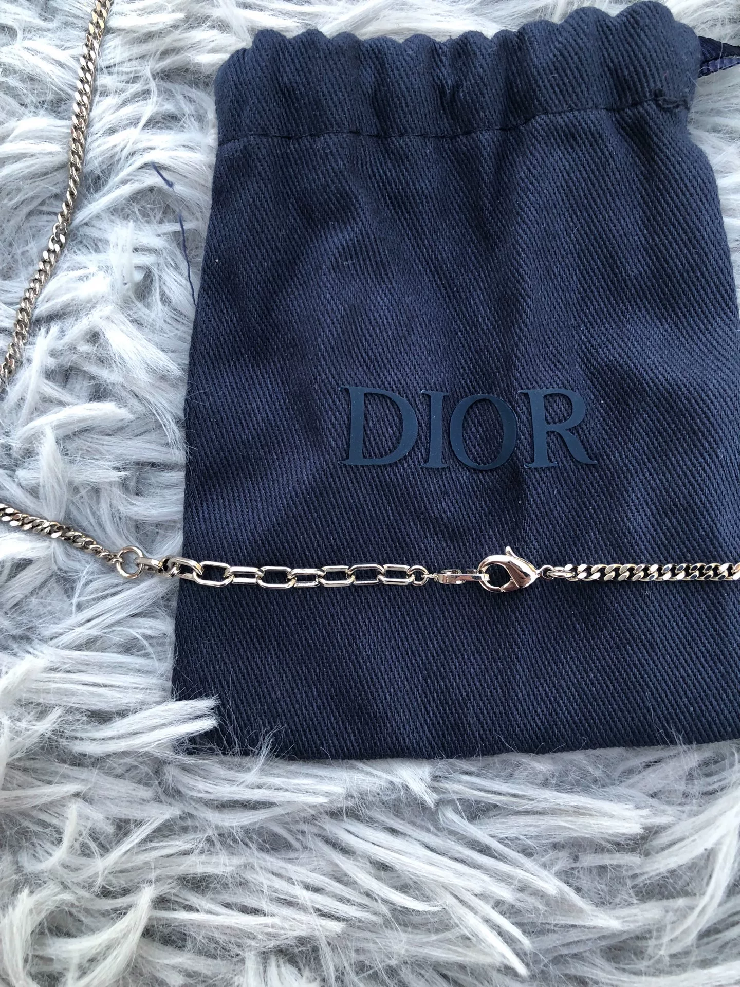 Dior 2023 Silver Logo Pendant Necklace — label