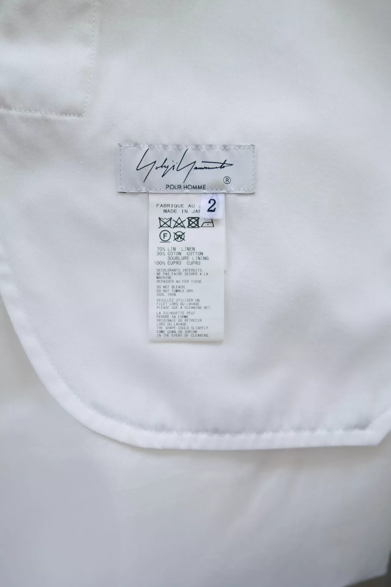 Yohji Yamamoto 24SS Linen Pants — label