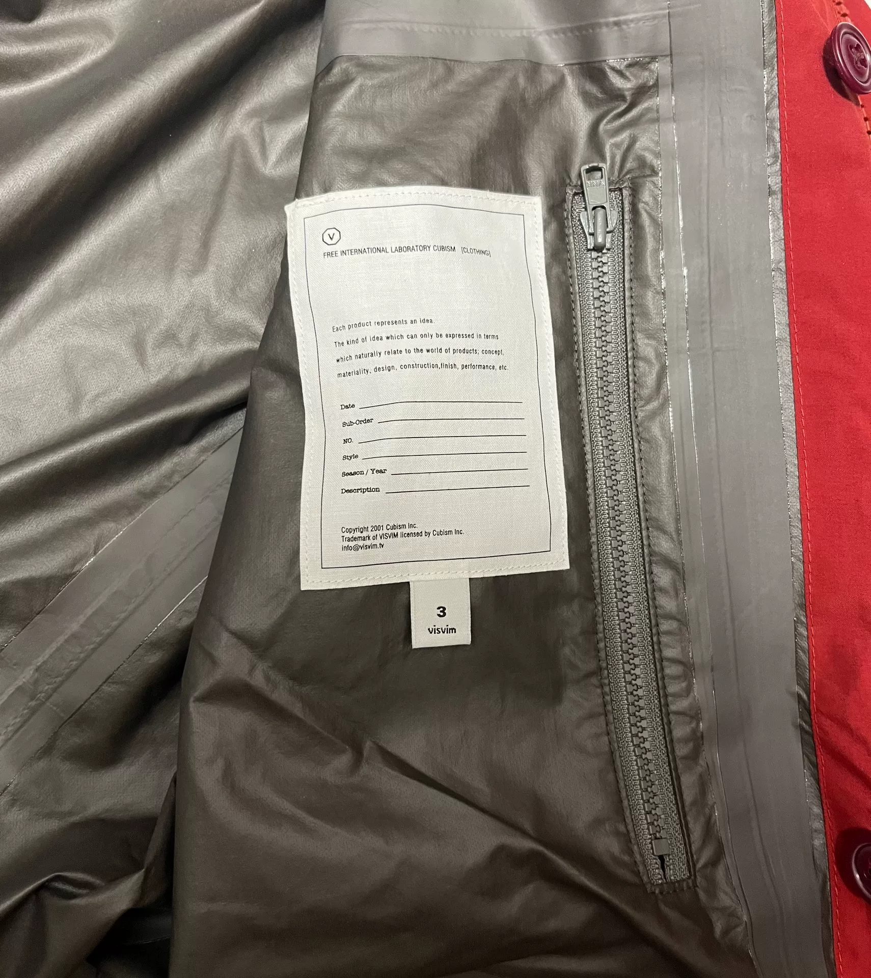 visvim Red GORE-TEX Hooded Jacket — label