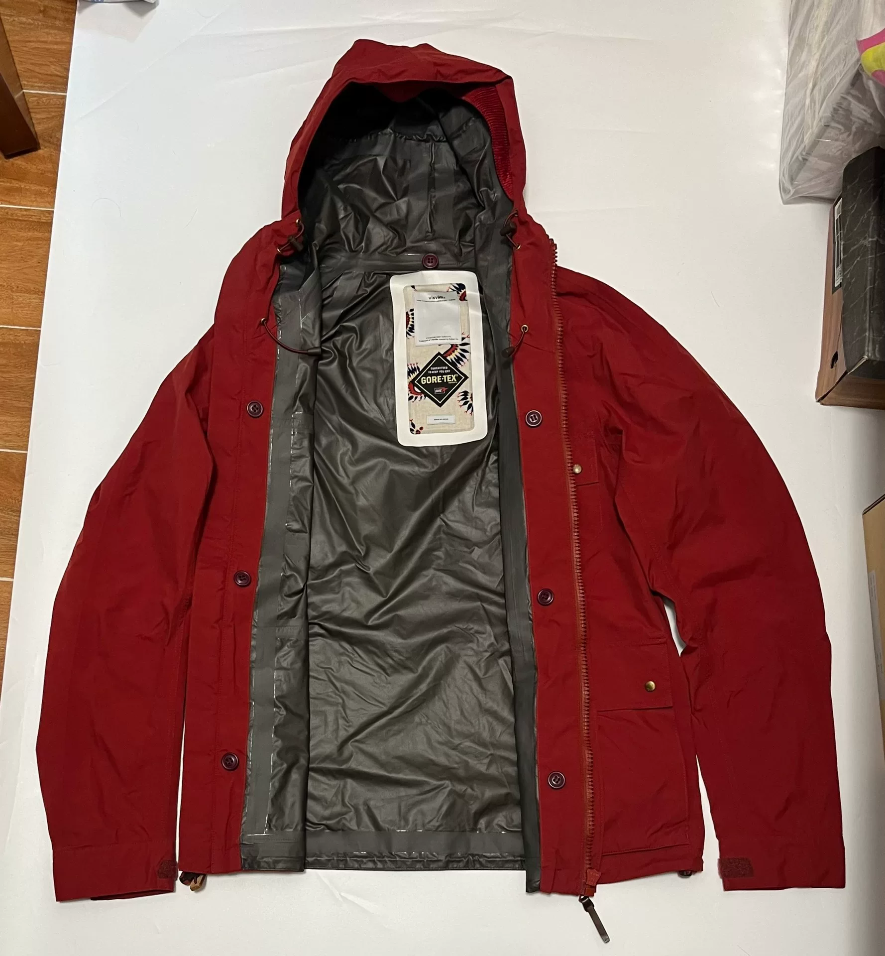 visvim Red GORE-TEX Hooded Jacket — detail