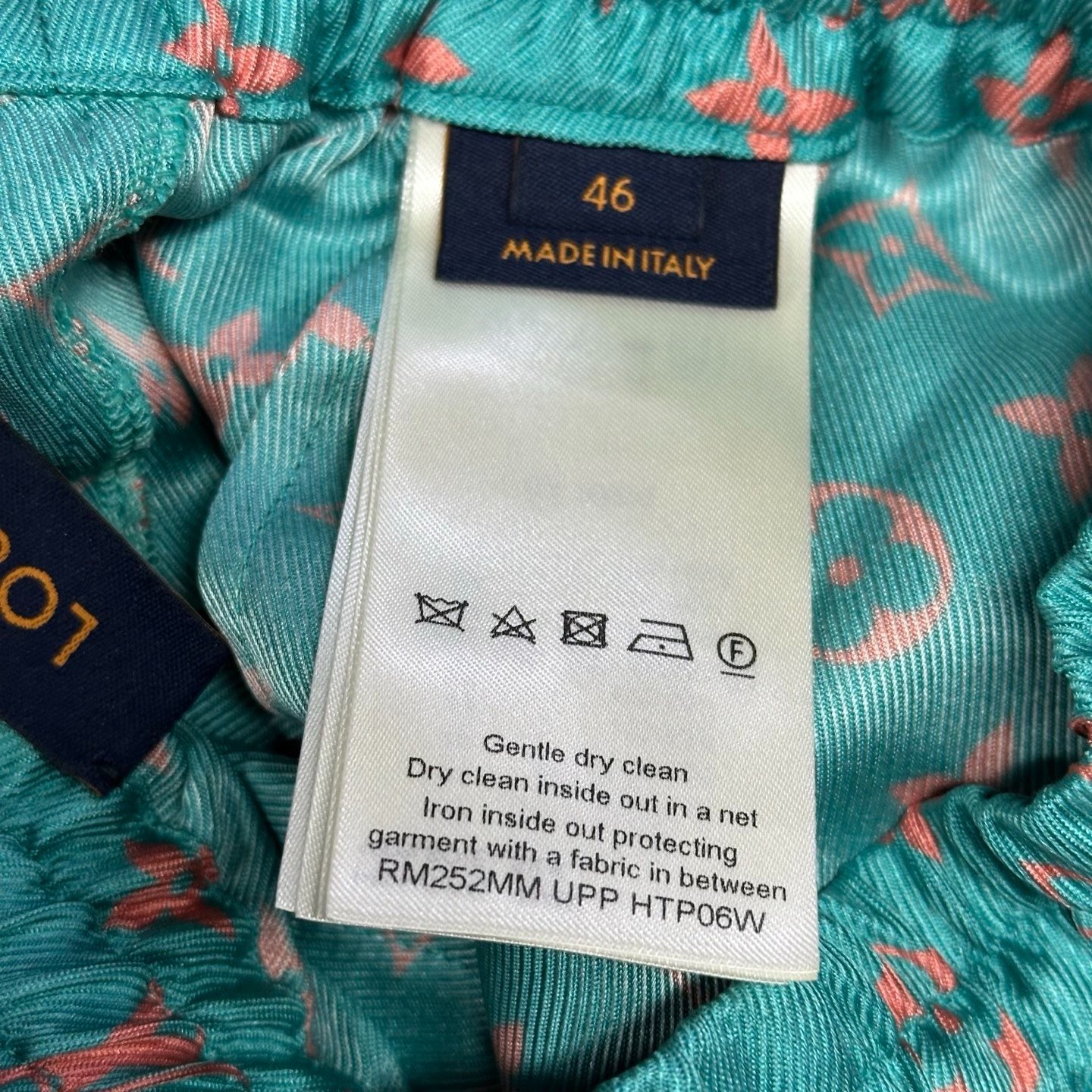Louis Vuitton FW25 All-Over Print Silk Shorts — label