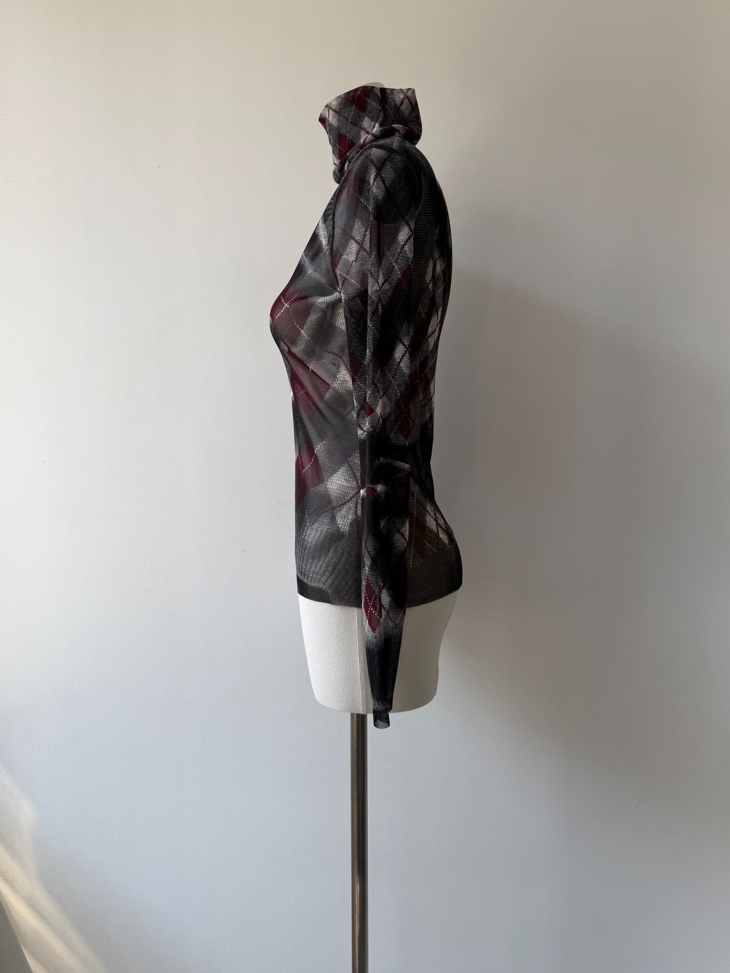 Jean Paul Gaultier Argyle Mesh Turtleneck Top — detail