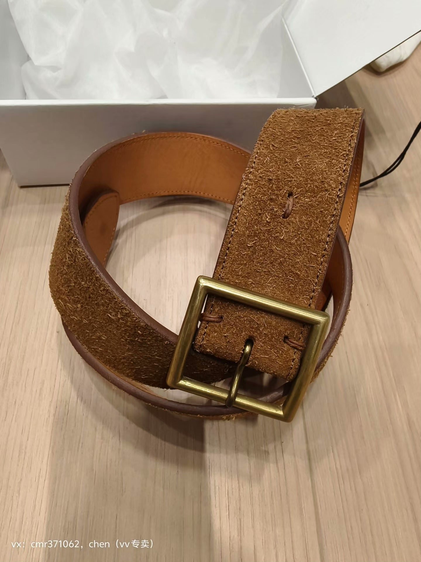 VISVIM 17AW 45MM Veggie Suede Plain Belt — front