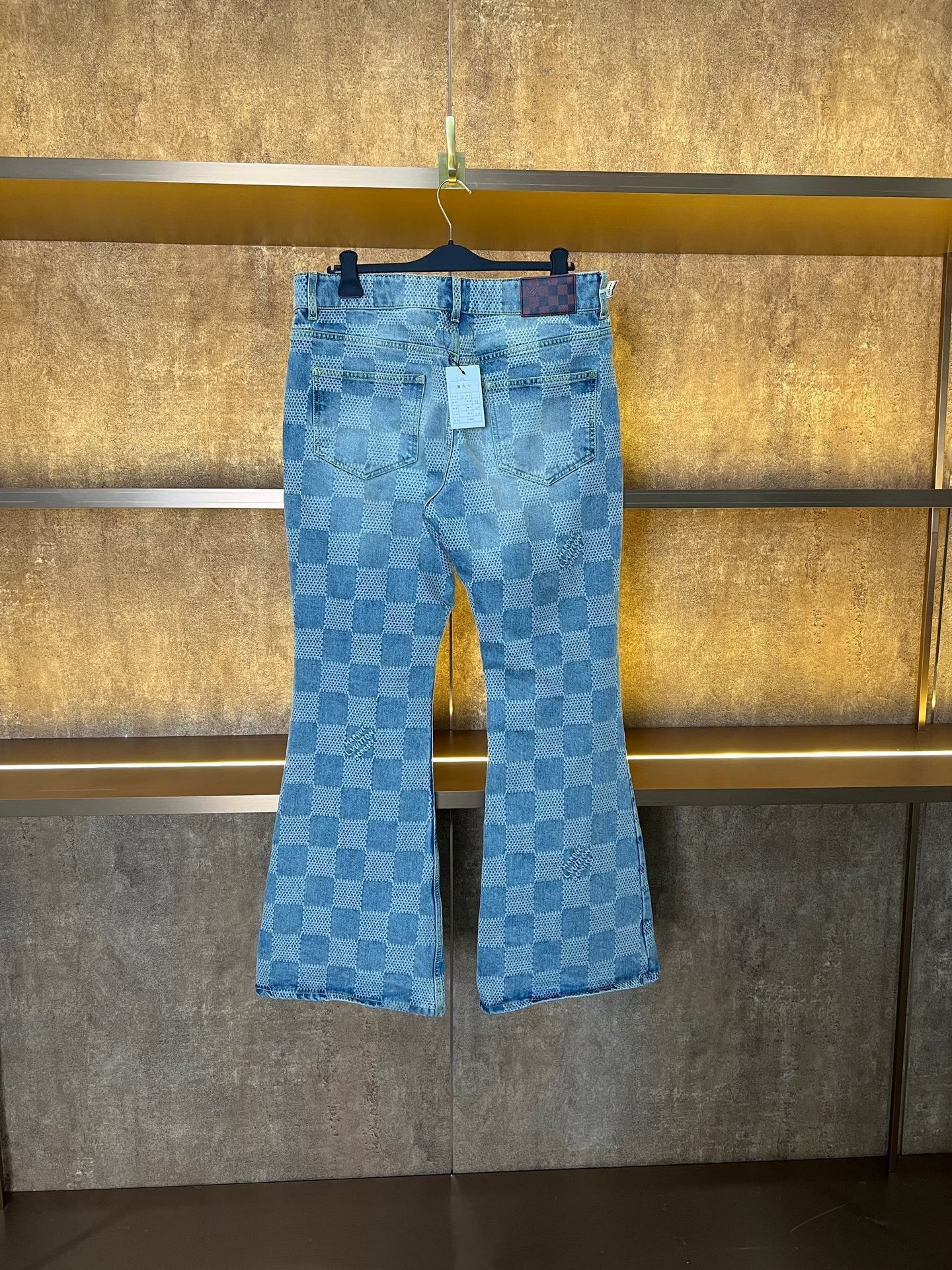 Louis Vuitton Pharrell Checkered Flared Jeans — front