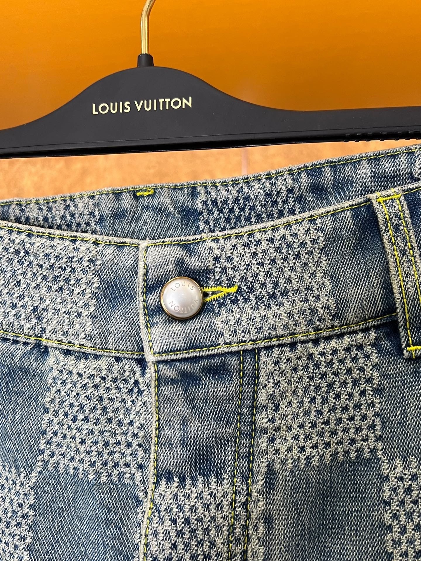 Louis Vuitton Pharrell Checkered Flared Jeans — detail