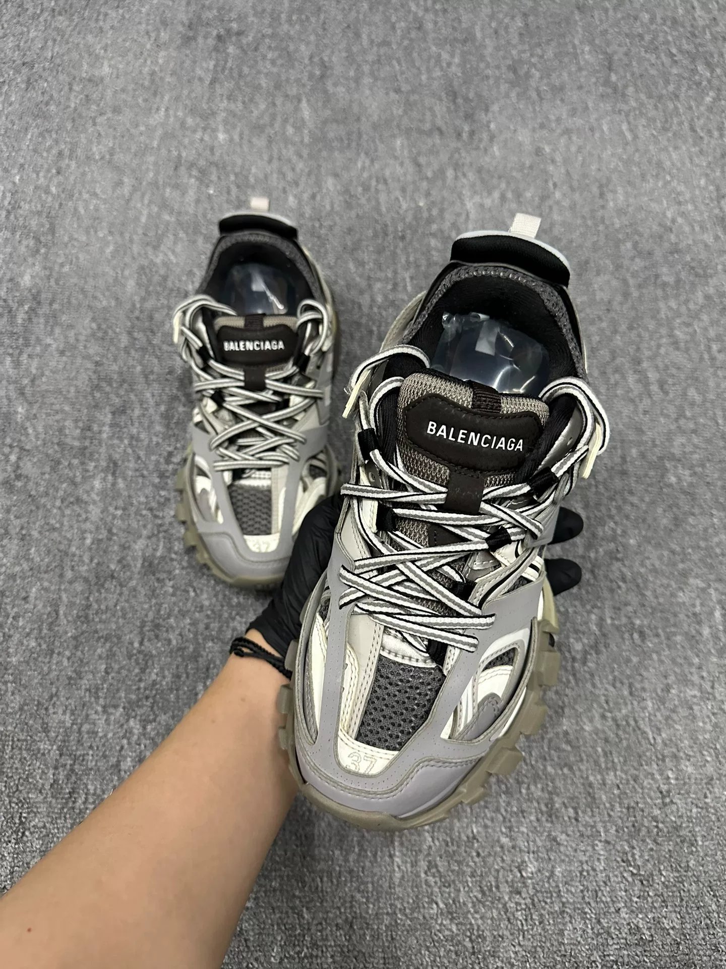 Balenciaga Track Gray Dad Shoes — label