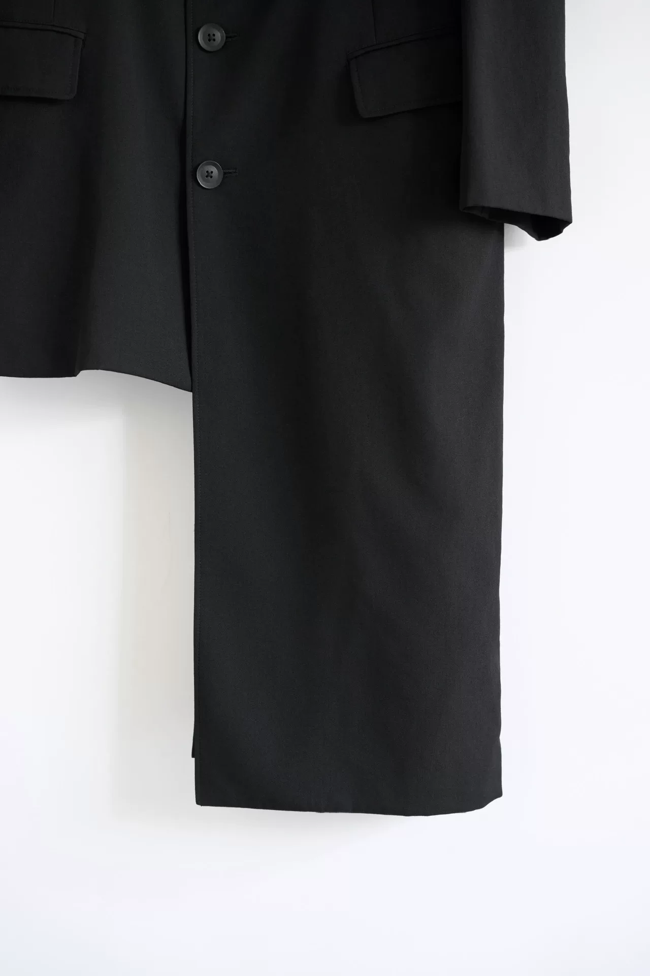 Yohji Yamamoto 19AW Asymmetric Wool Coat — back