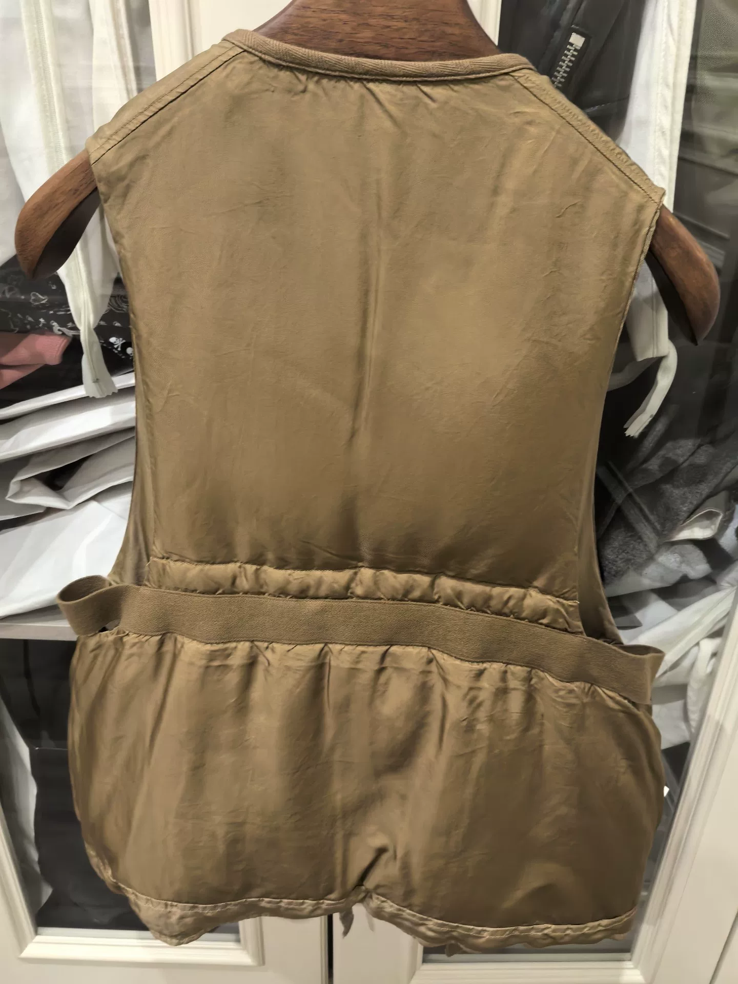 Visvim Khaki V-Neck Zip Vest — front