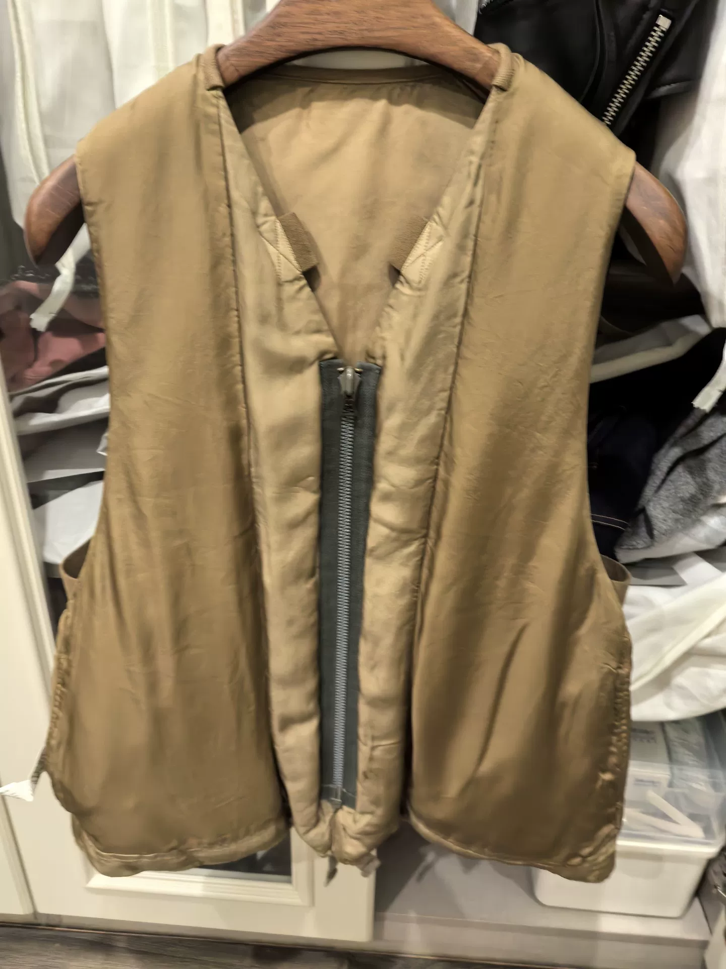 Visvim Khaki V-Neck Zip Vest