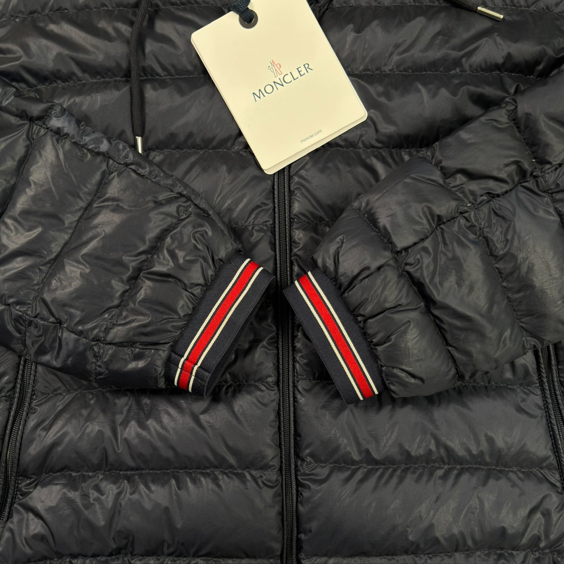 Moncler Eliot Navy Short Hooded Down Jacket — back