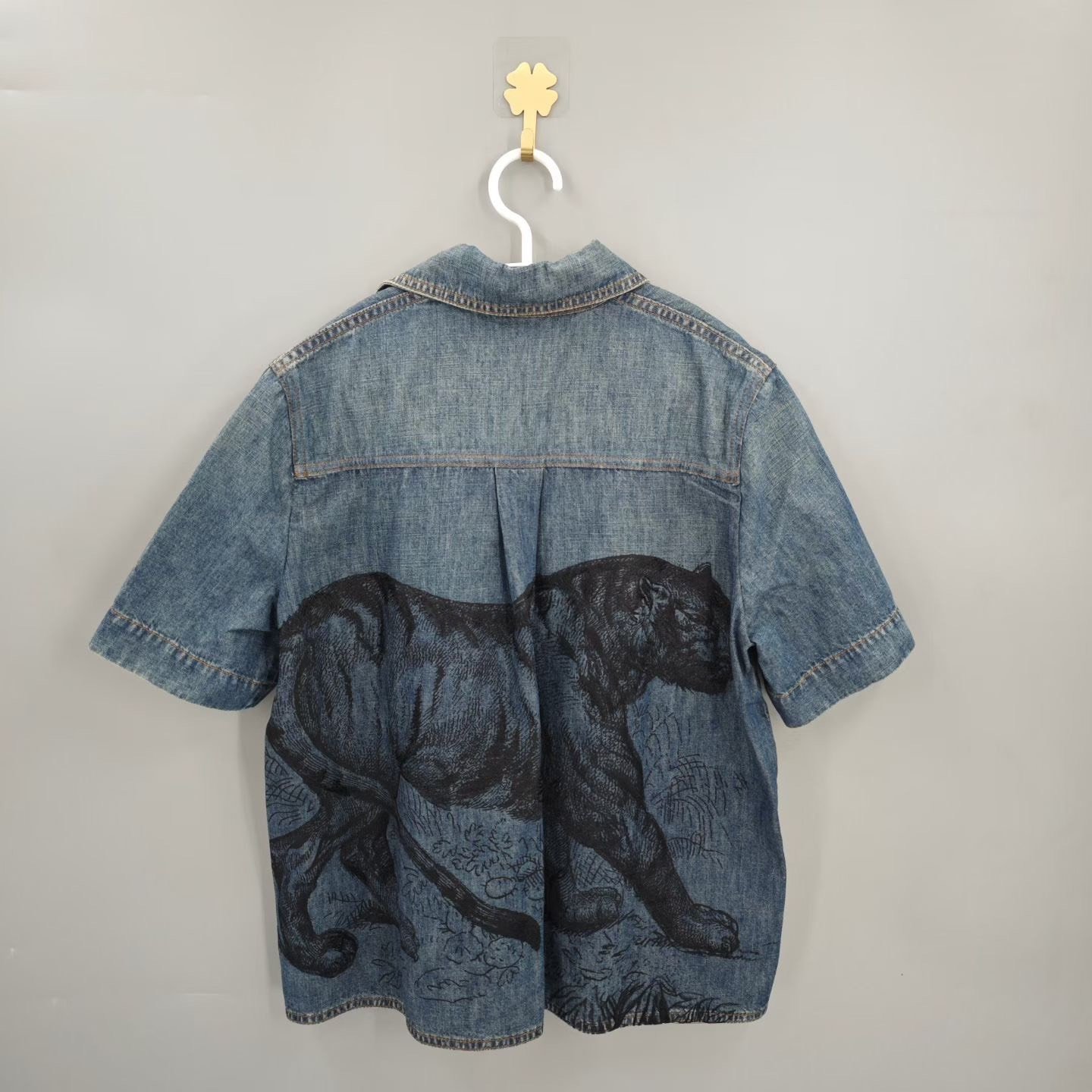 Dior Blue Denim Tiger Bee Embroidery Shirt — front