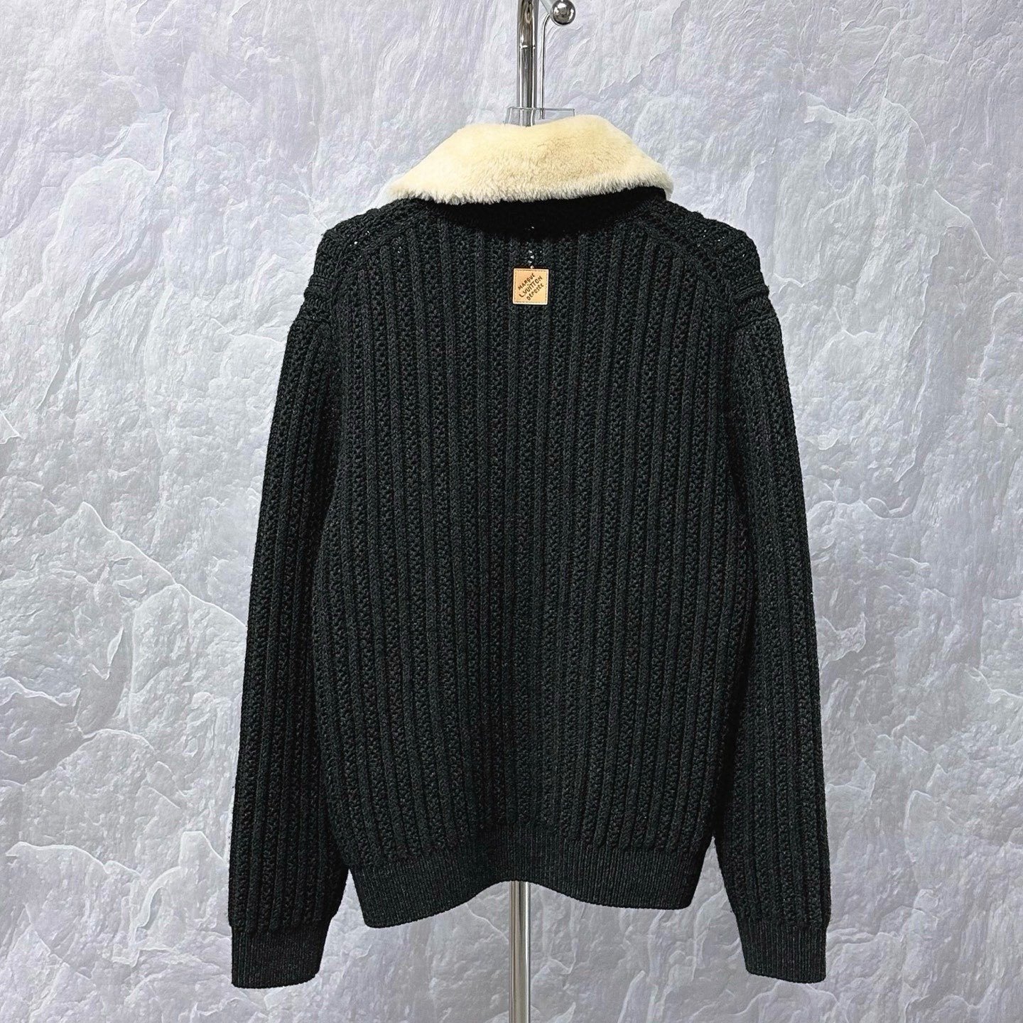 Louis Vuitton SS26 Black Fur Collar Coat — back
