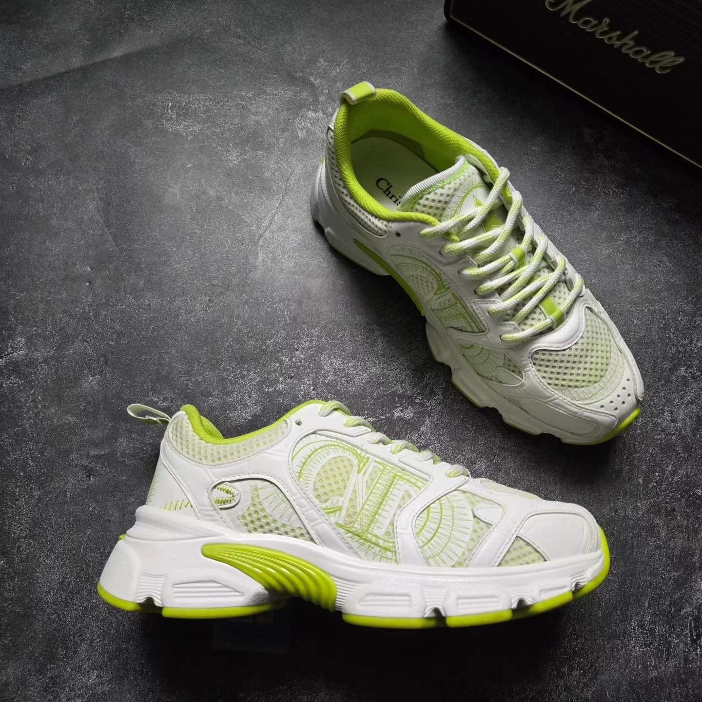 Dior Chrono White Green Sneakers — back