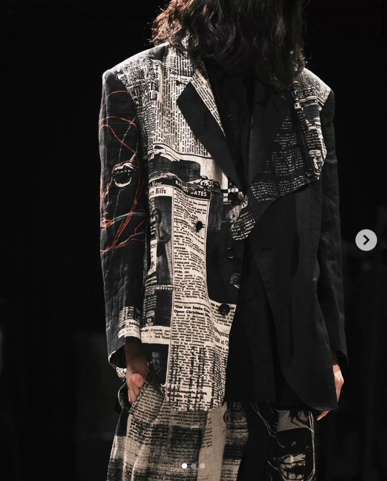 Yohji Yamamoto 22SS Newspaper Print Coat — front