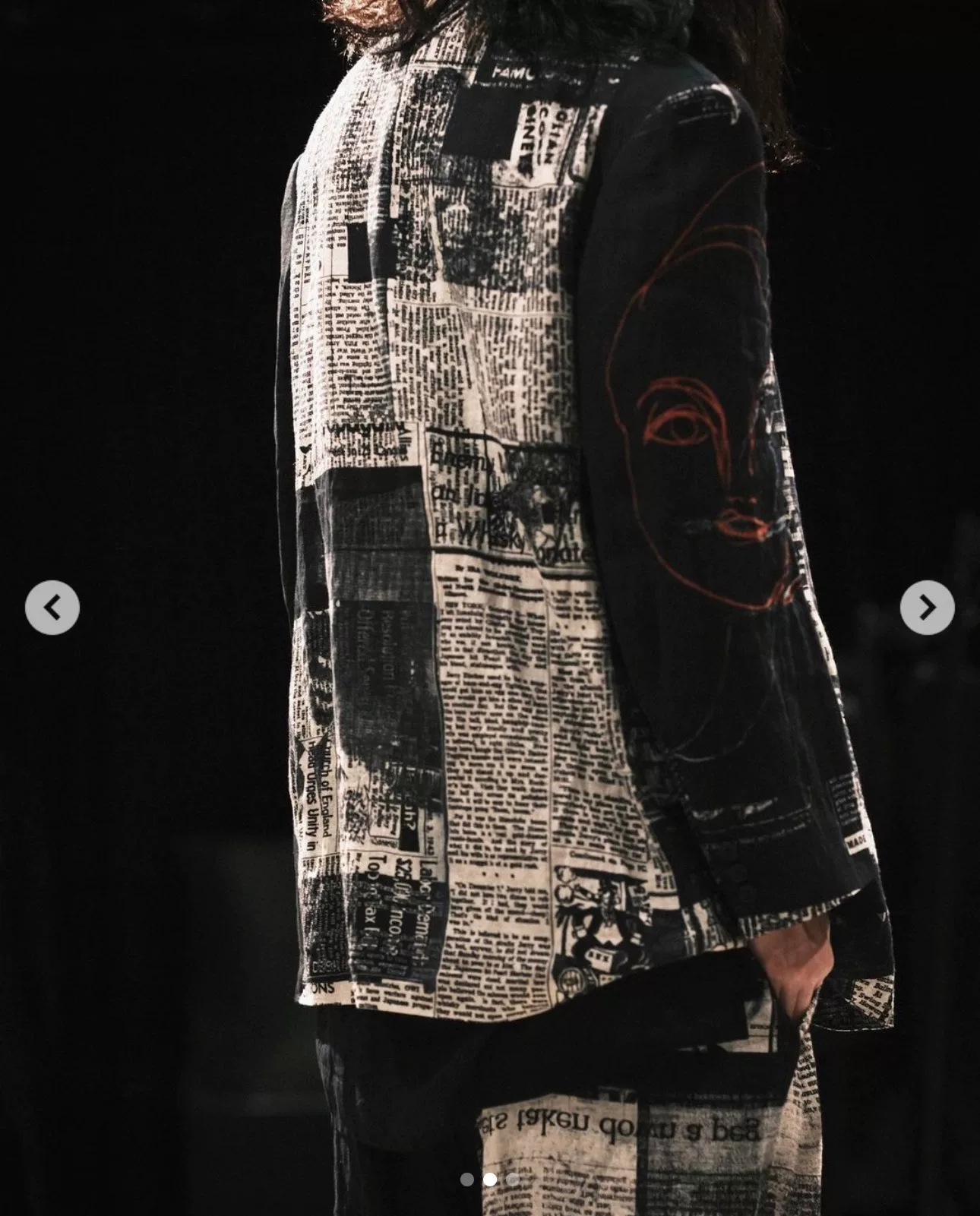 Yohji Yamamoto 22SS Newspaper Print Coat — back