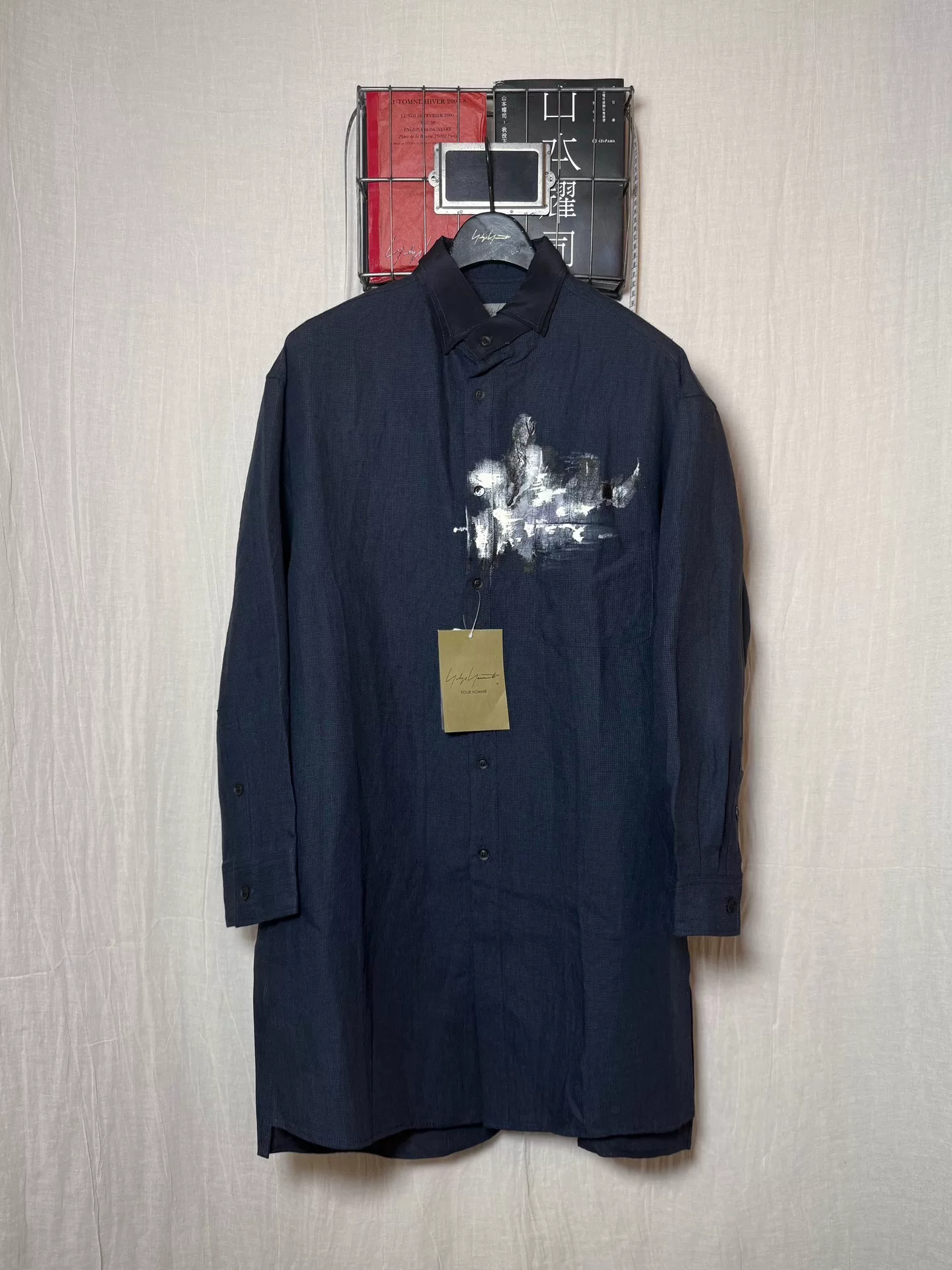 Yohji Yamamoto Indigo Paint Oversize Shirt — detail