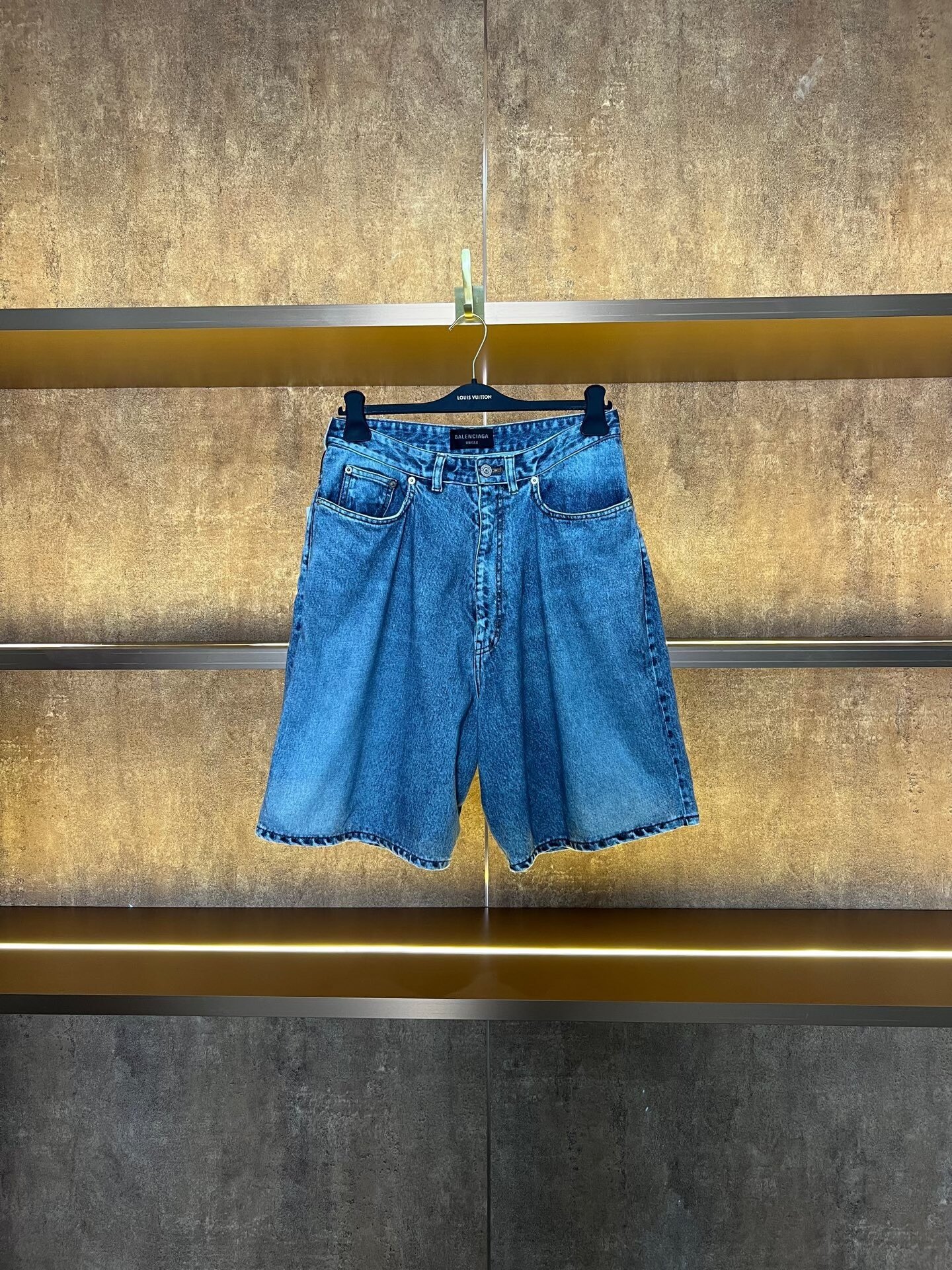 Balenciaga 3D Printed Denim Shorts