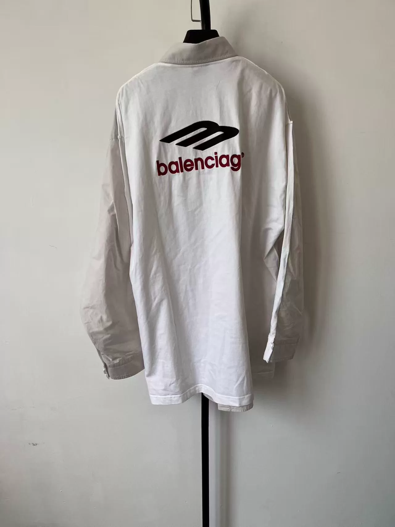 Balenciaga White Loose Mid-Length Logo Shirt