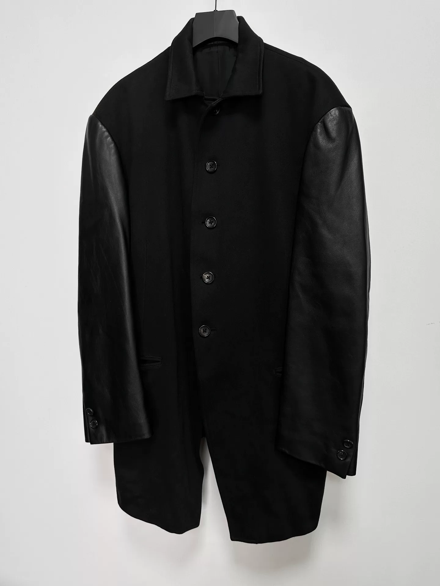 Yohji Yamamoto 96AW Leather Paneled Coat — label