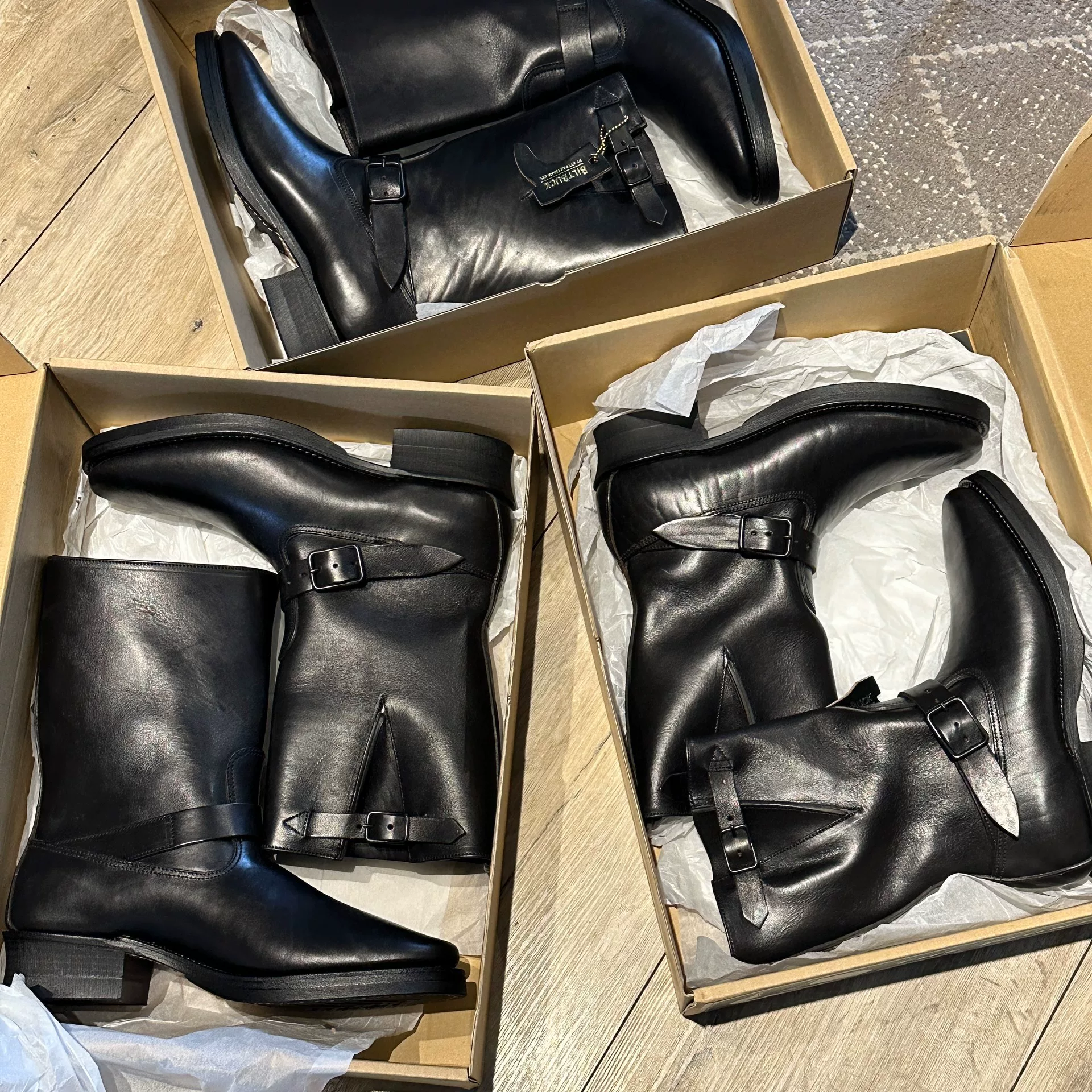 The Pioneer Horsehide Engineer Boots — detail