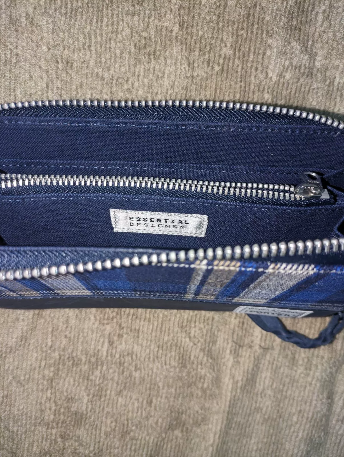PORTER Blue Plaid Navy Leather Wallet — back