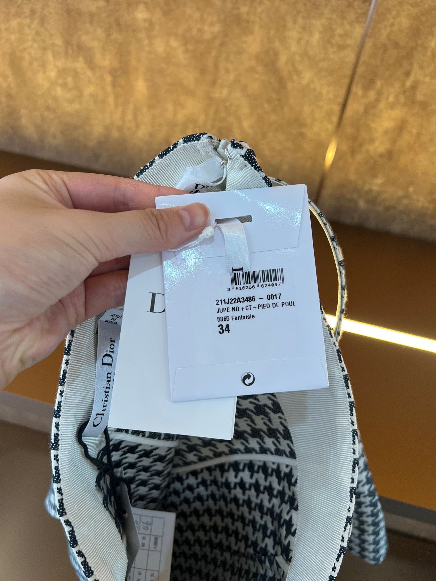 Dior Houndstooth Belted Skirt — back