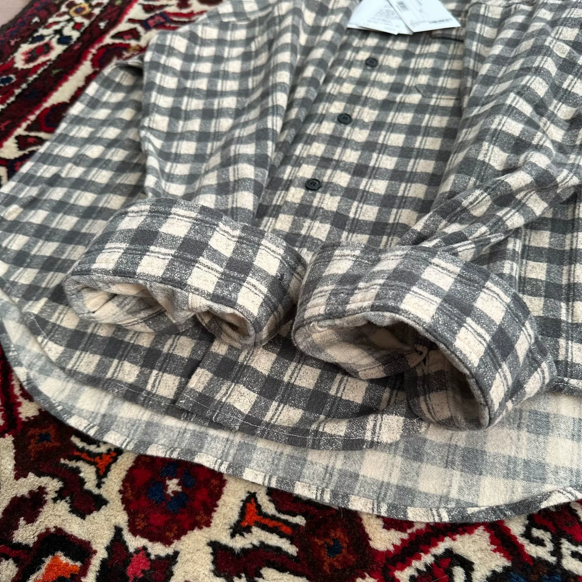 visvim 22AW Pioneer L/S Khadi Check — label