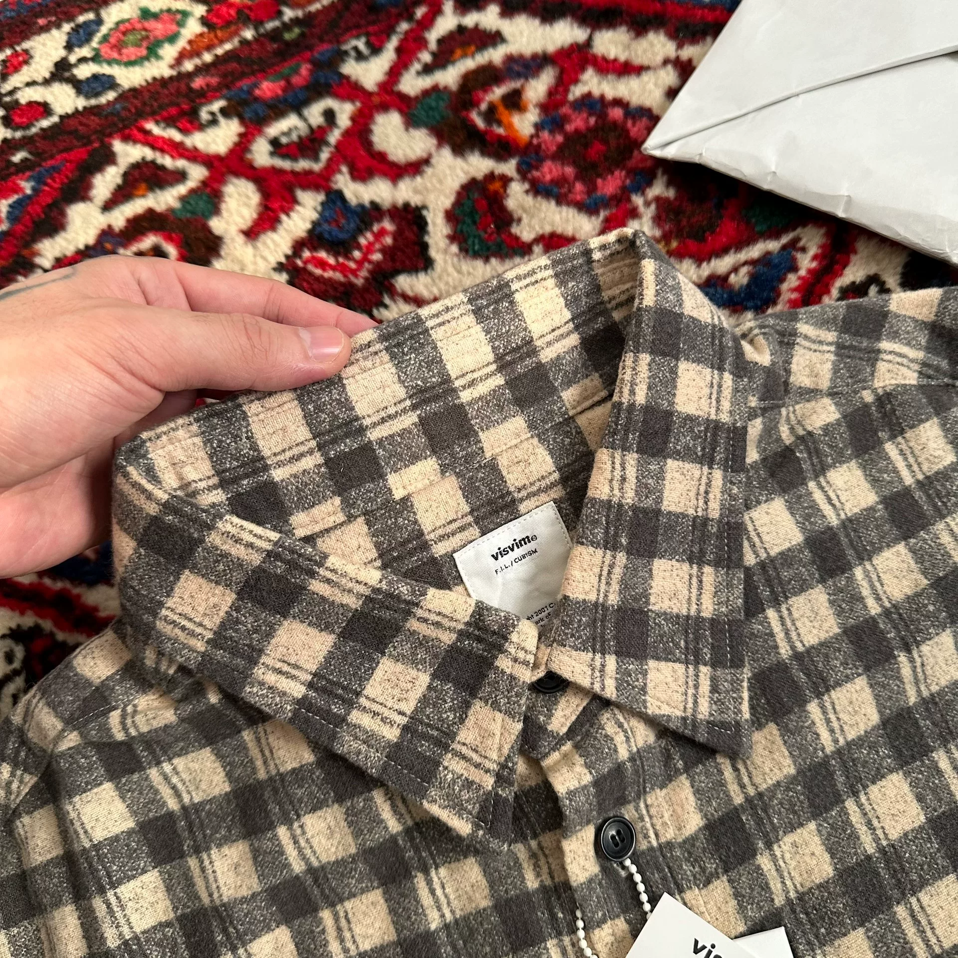 visvim 22AW Pioneer L/S Khadi Check — detail