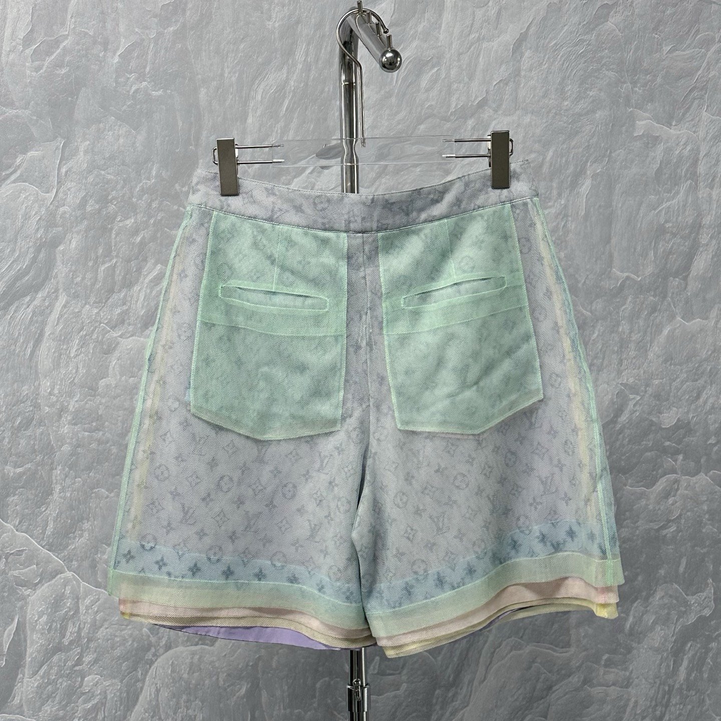 Louis Vuitton Layered Tulle Monogram Shorts — back