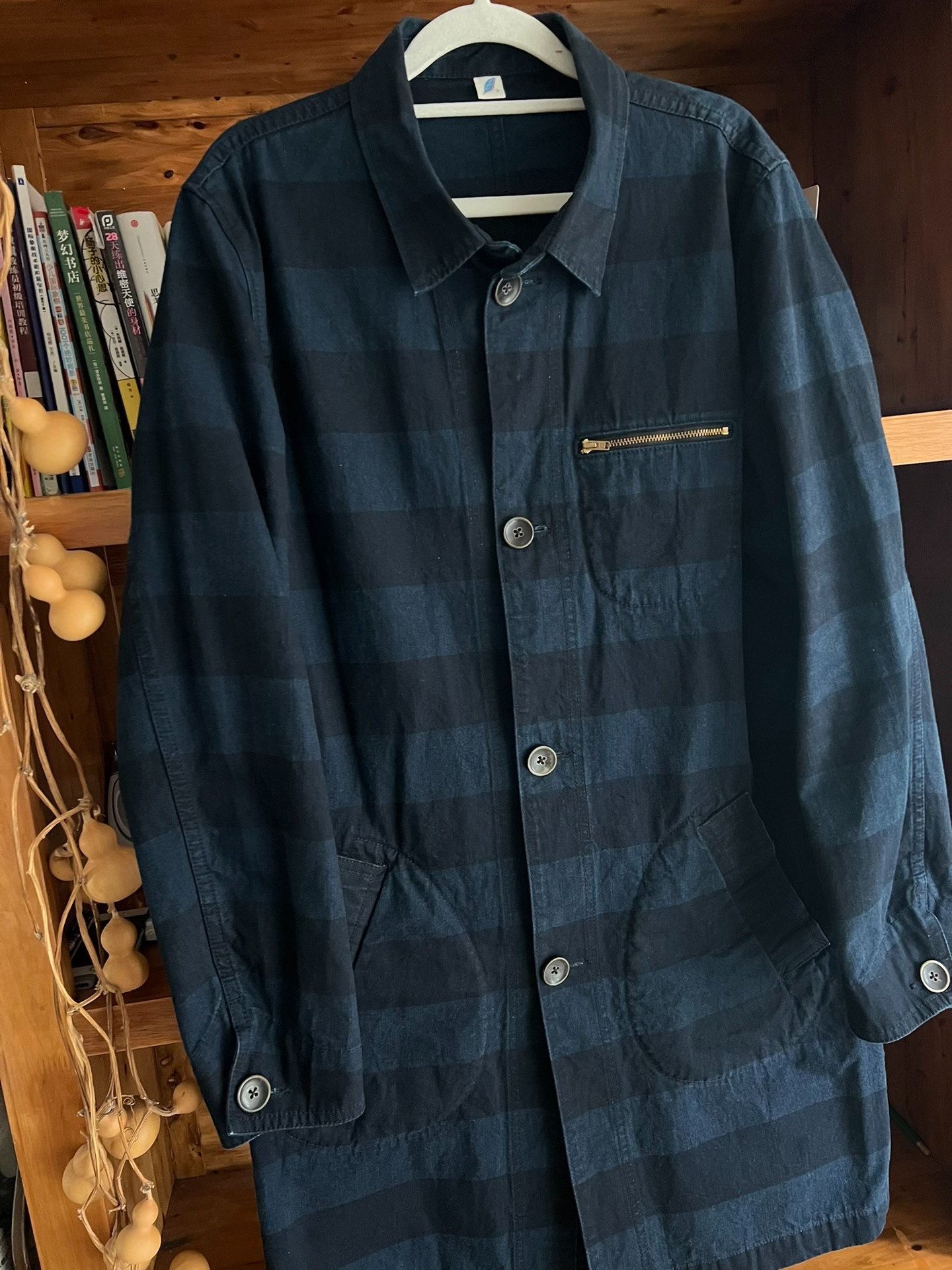 Pure Blue Japan Indigo Denim Long Coat — front