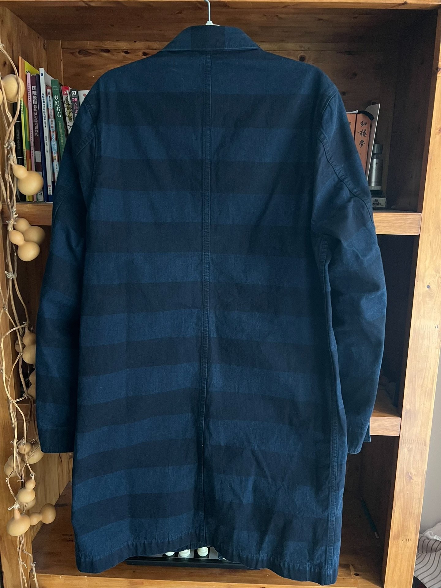 Pure Blue Japan Indigo Denim Long Coat — label