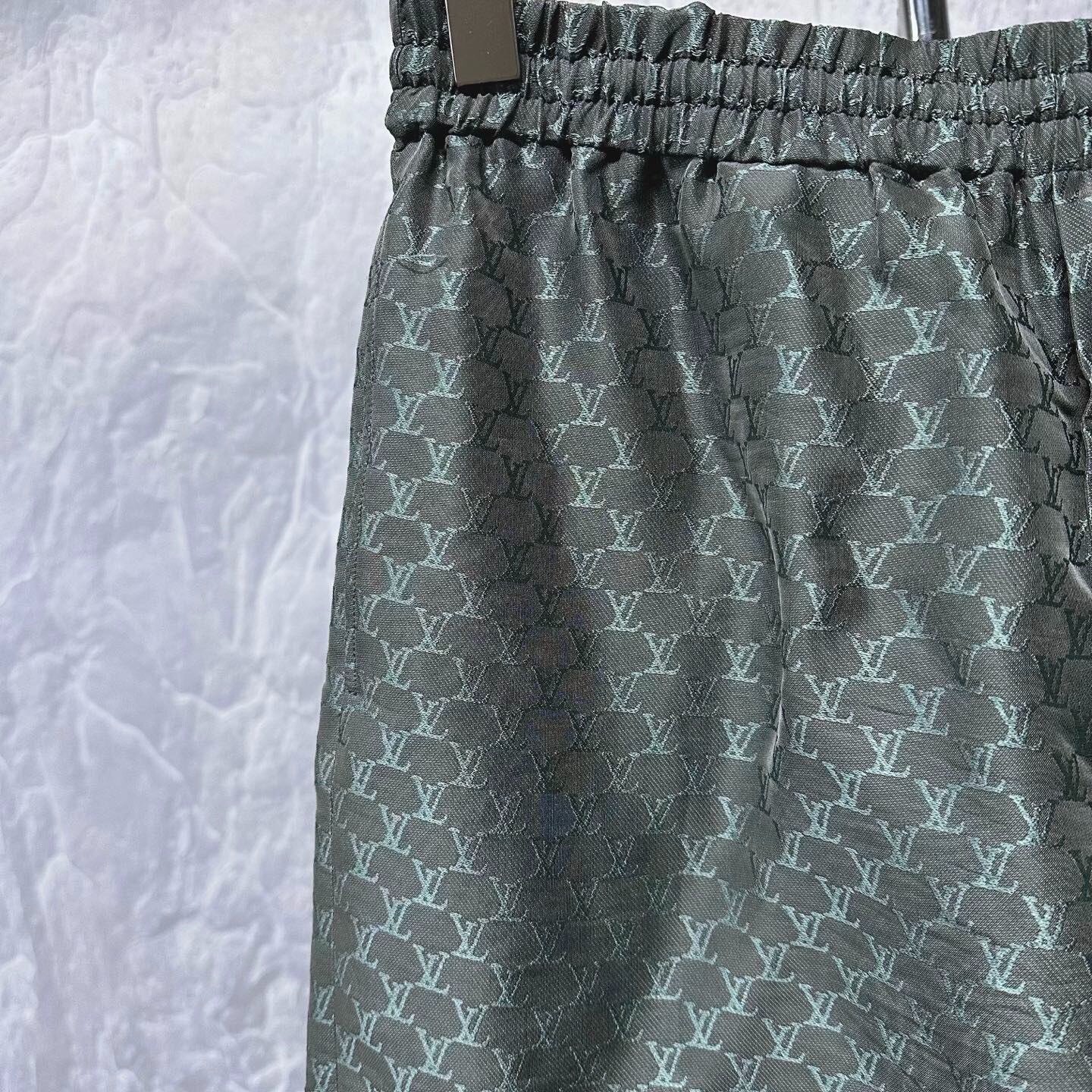 Louis Vuitton FW24 Silk Logo Print Shorts — back